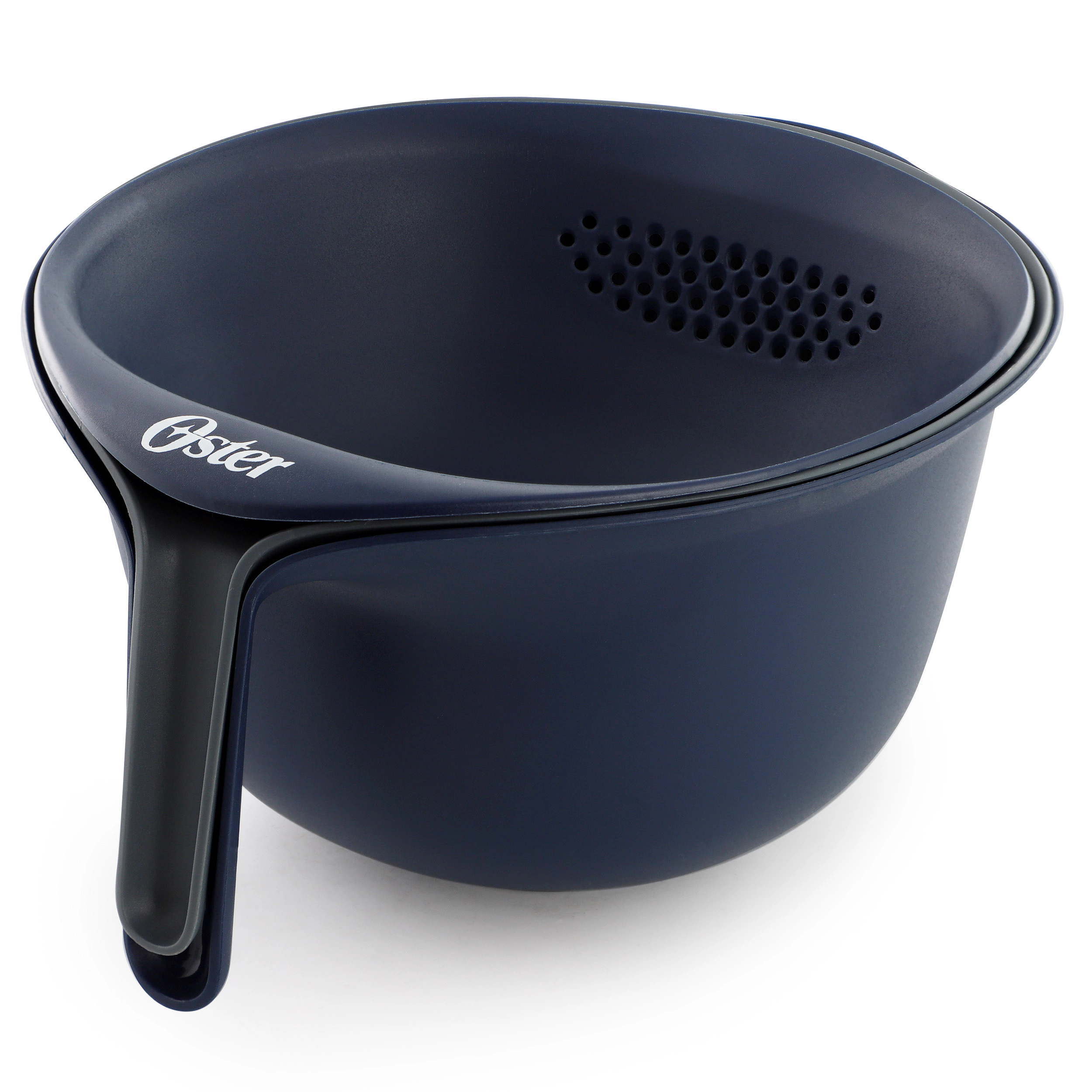 Oster Bluemarine 3 Piece Nestable Plastic Colander and 3 Quart Bowl Set in Dark Blue