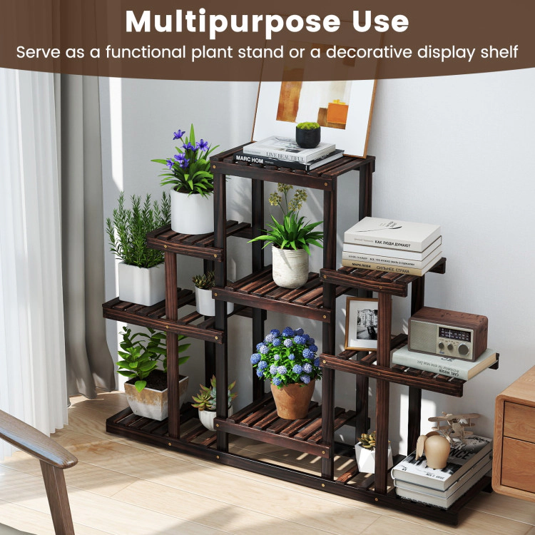 Hivvago Indoor Outdoor Wood Plant Stand Multi-Tiered Corner Plant Shelf Flowerpot Holder
