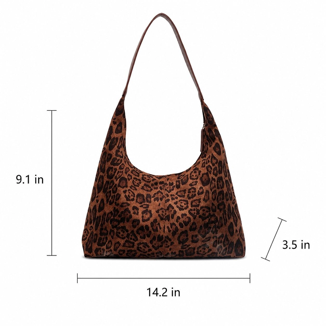 Alilang Women's Leopard Print Tote Bag with Single Shoulder Strap and Magnetic Snap Closure, Classic Brown