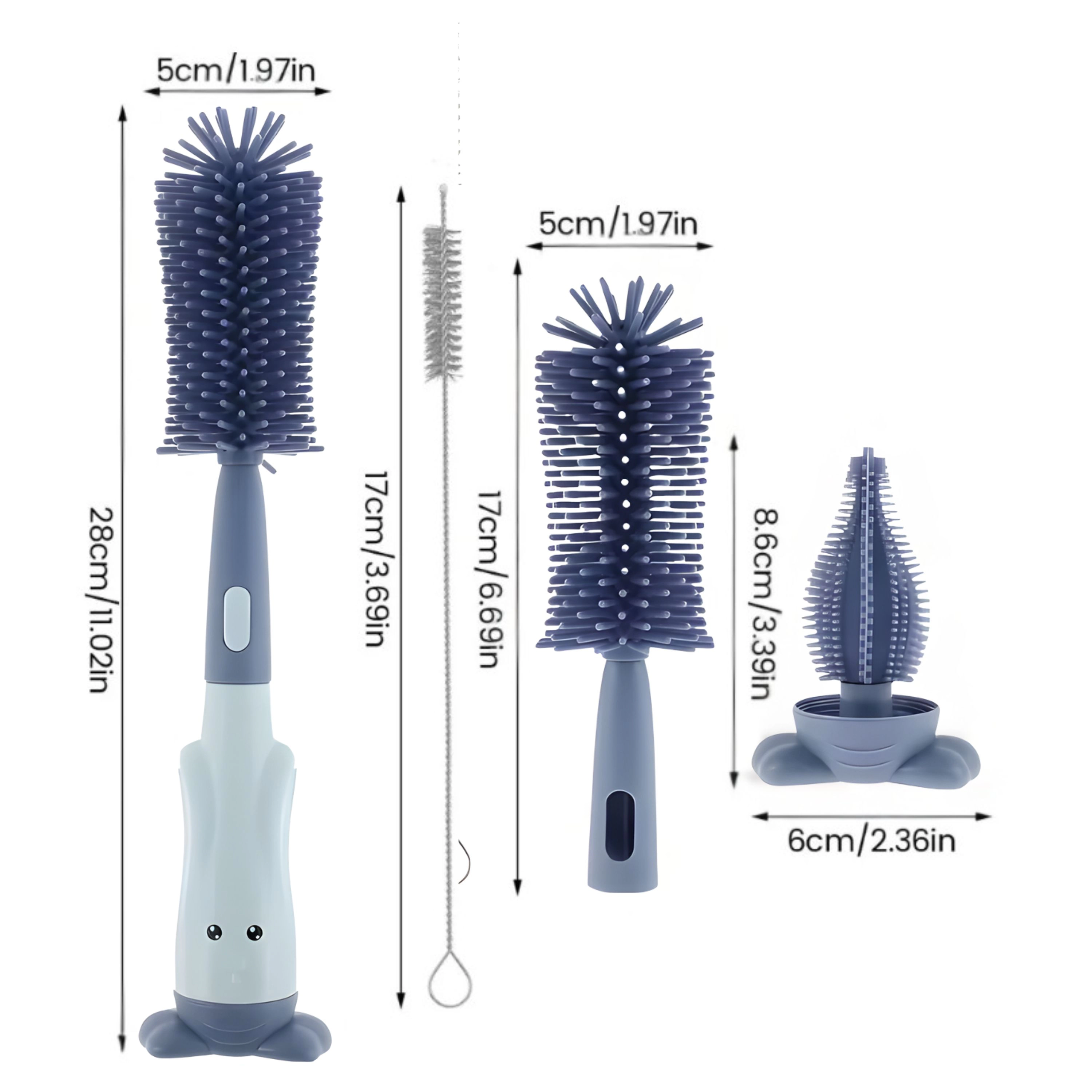 Kitcheniva 3-in-1 Silicone Bottle Brush With Detachable Head, Detachable Teat Nipple Cleaner Brush, And Straw Cleaner