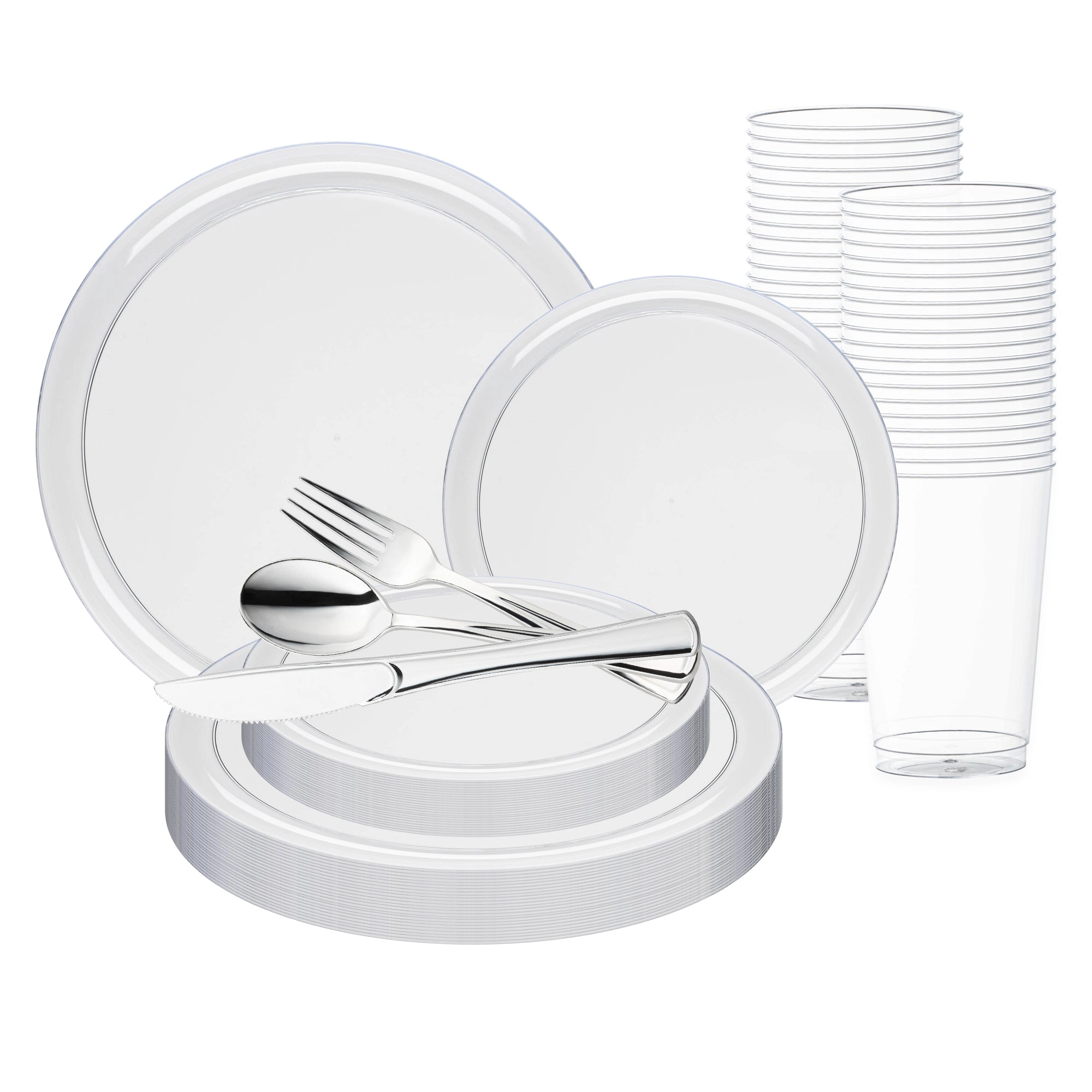 Smarty Had A Party Clear Flat Round Disposable Plastic Wedding Value Set