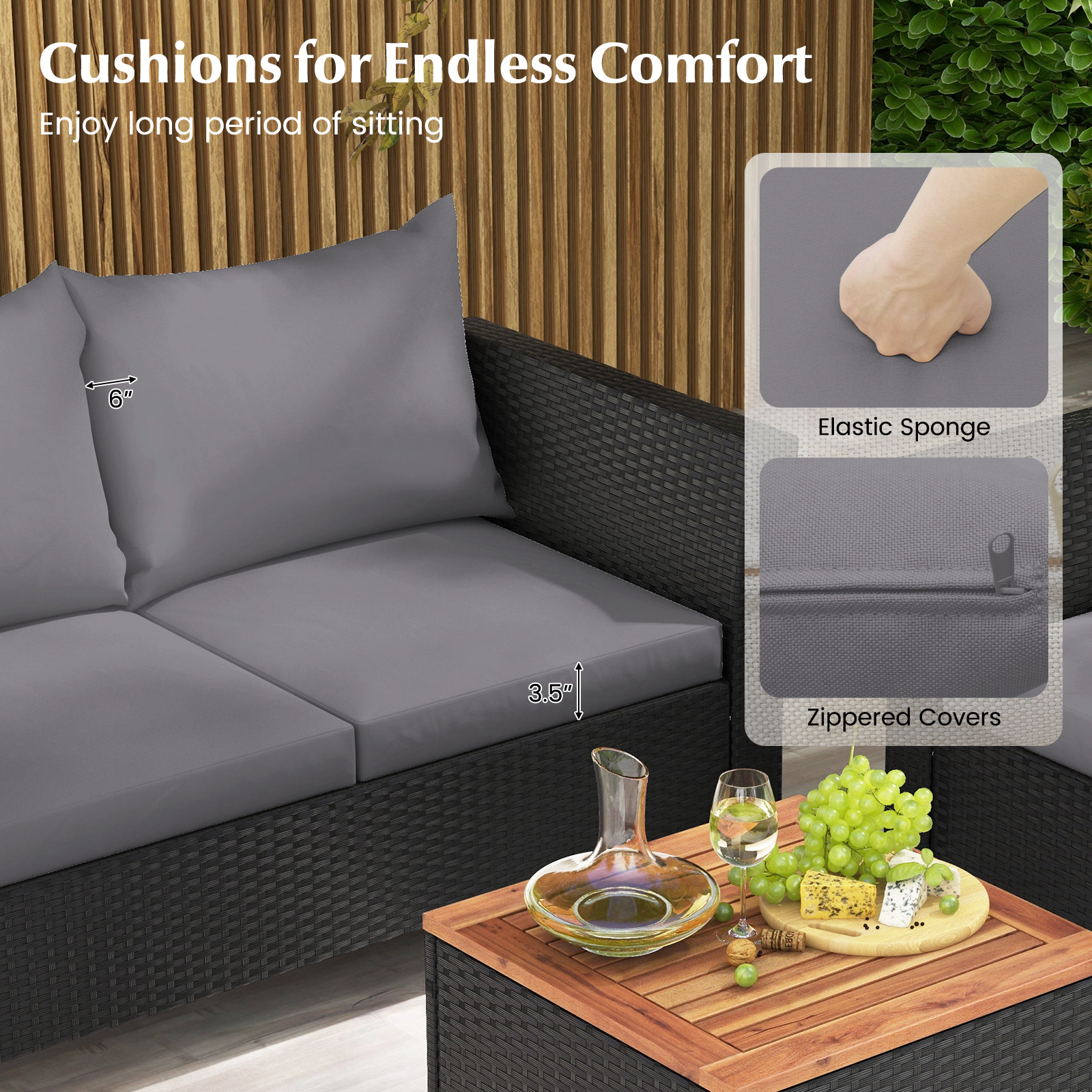Hivvago 4 Piece Outdoor Conversation Set with Storage Coffee Table