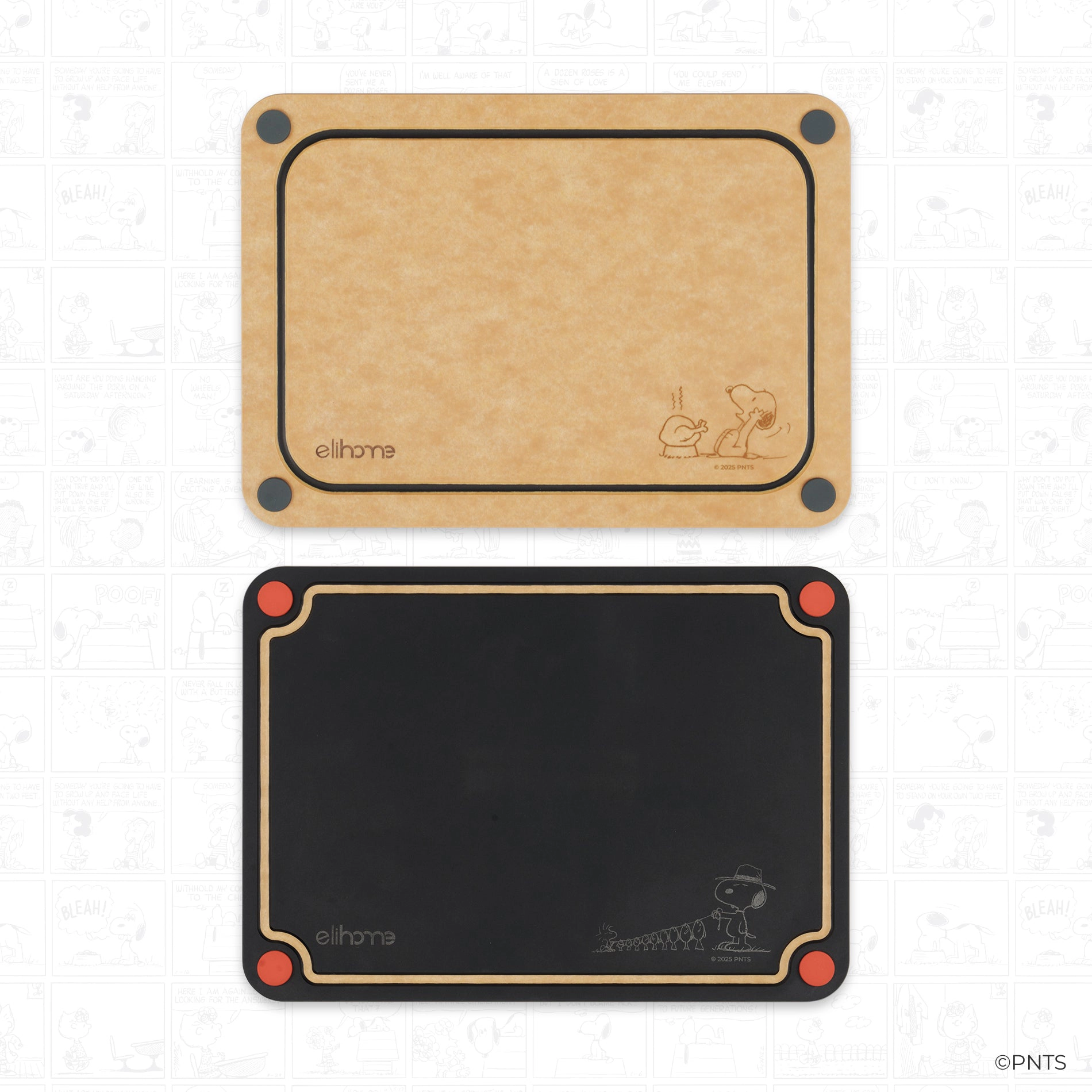 Elihome x Peanuts 4-in-1 Double-Sided Color-Coded Cutting Board Set 14" x 10"