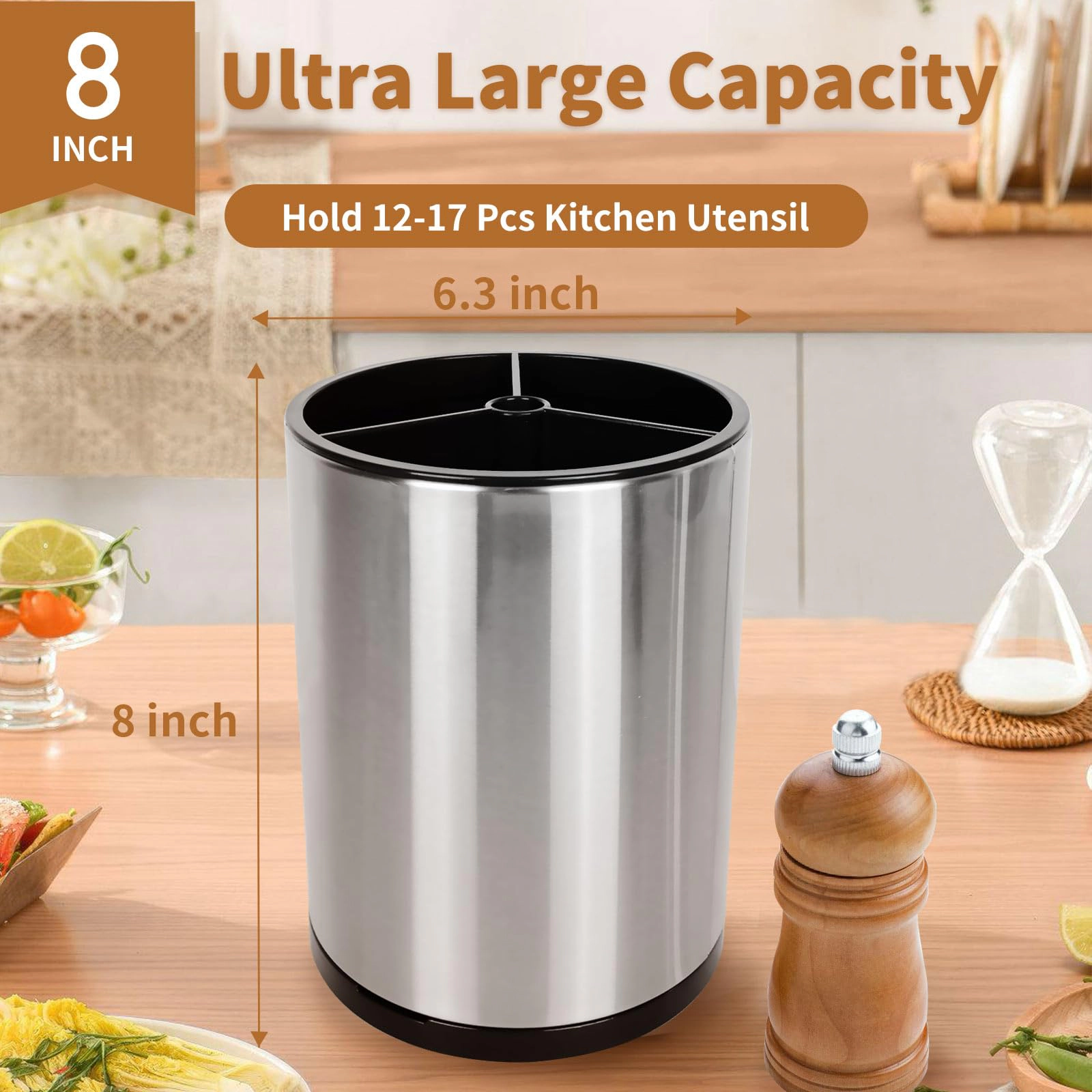 WZK 360 Degree Rotating Stainless Steel Kitchen Utensil Holder