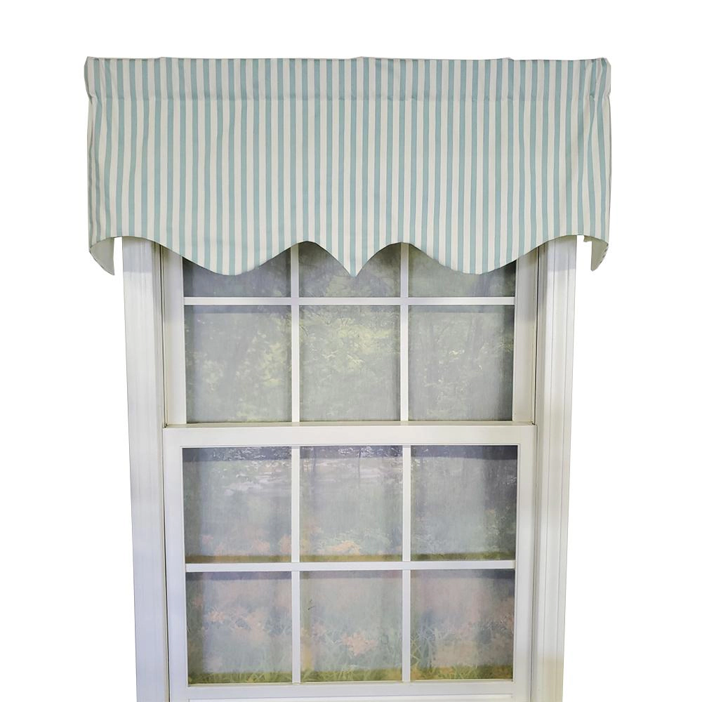 RLF Home Candy Stripe Regal 3" Rod Pocket Lining Luxurious and Elegant Window Treatment Valance 50" x 17" Spa