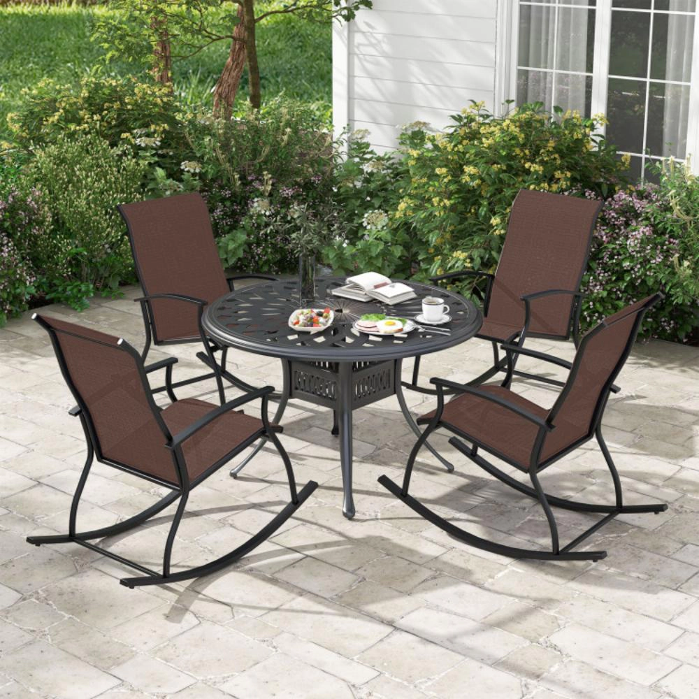 Hivvago 2 Pieces Outdoor Rocking Chairs With Breathable Backrest