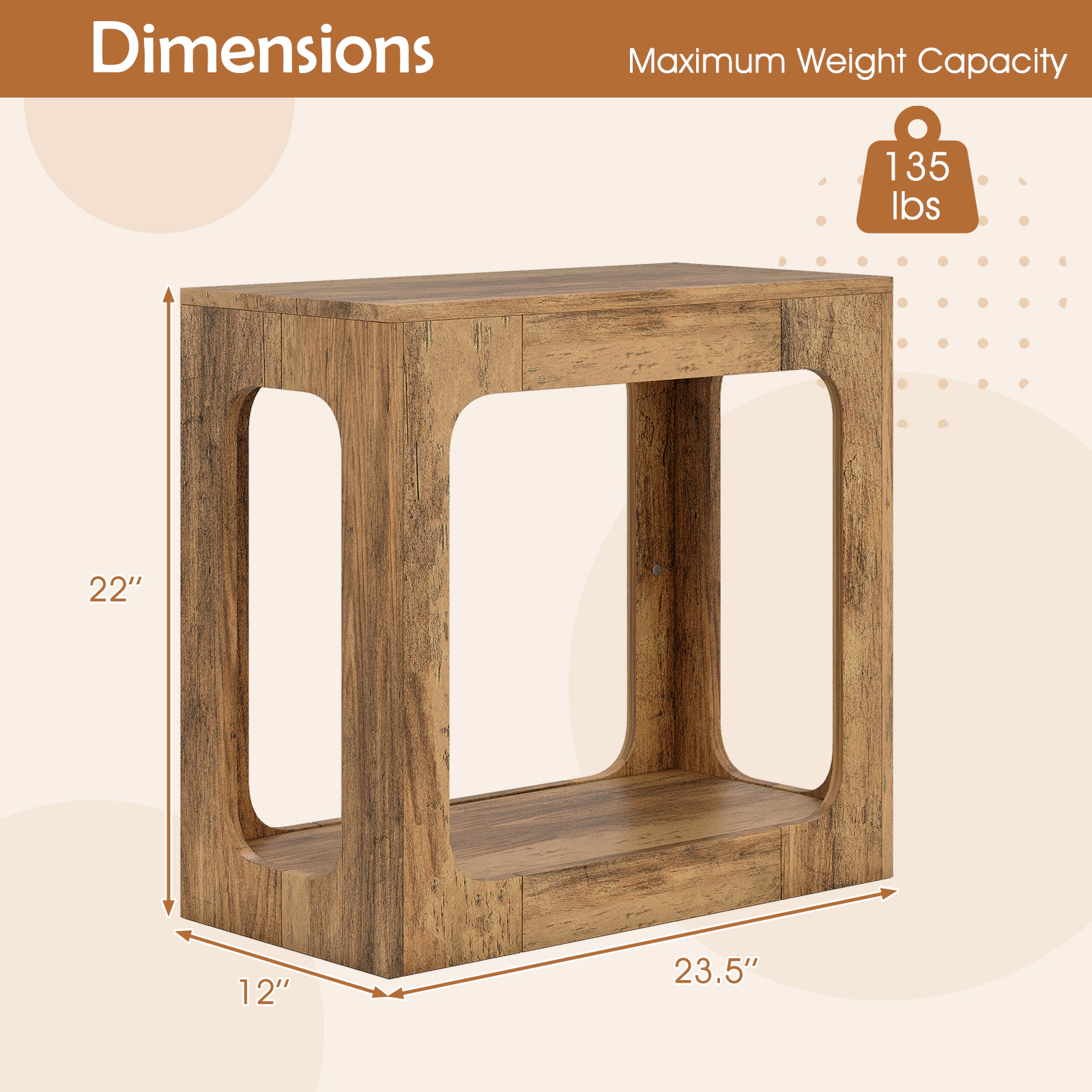 SUGIFT 2-Tier Engineered Wood End Table with Storage Shelf 135-lb Capacity for Living Room Oak