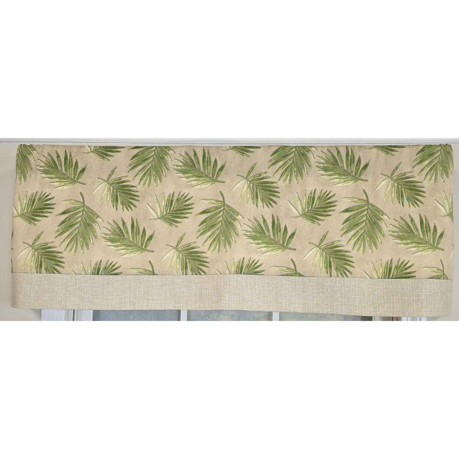 RLF Home 100% Cotton Hawthorn Banded With Poly/Cotton Ivory lining Rod Pocket Valance 50" x 17" Taupe