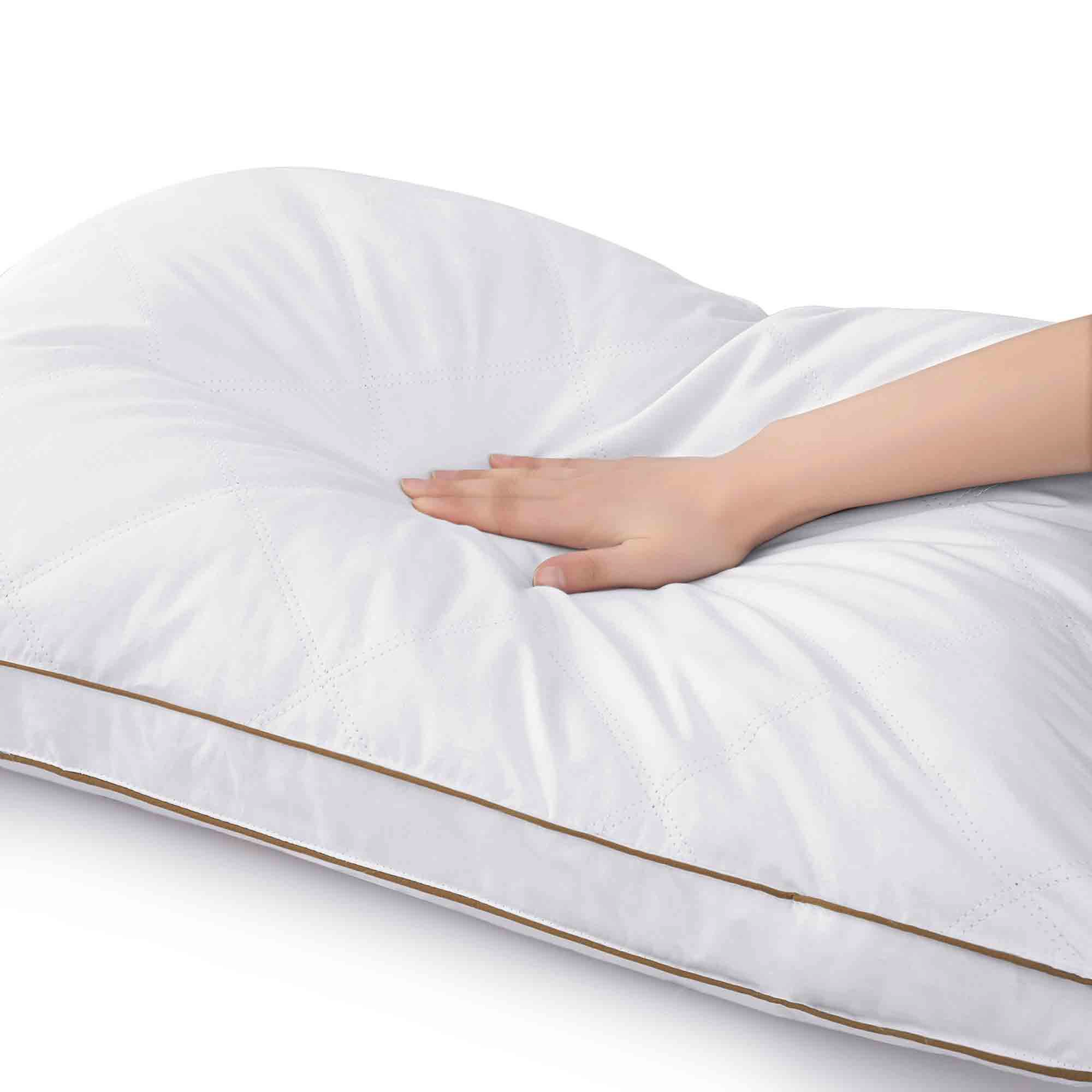 PEACENEST Oval Diamond Quilted High Loft Goose Feather Pillow Set
