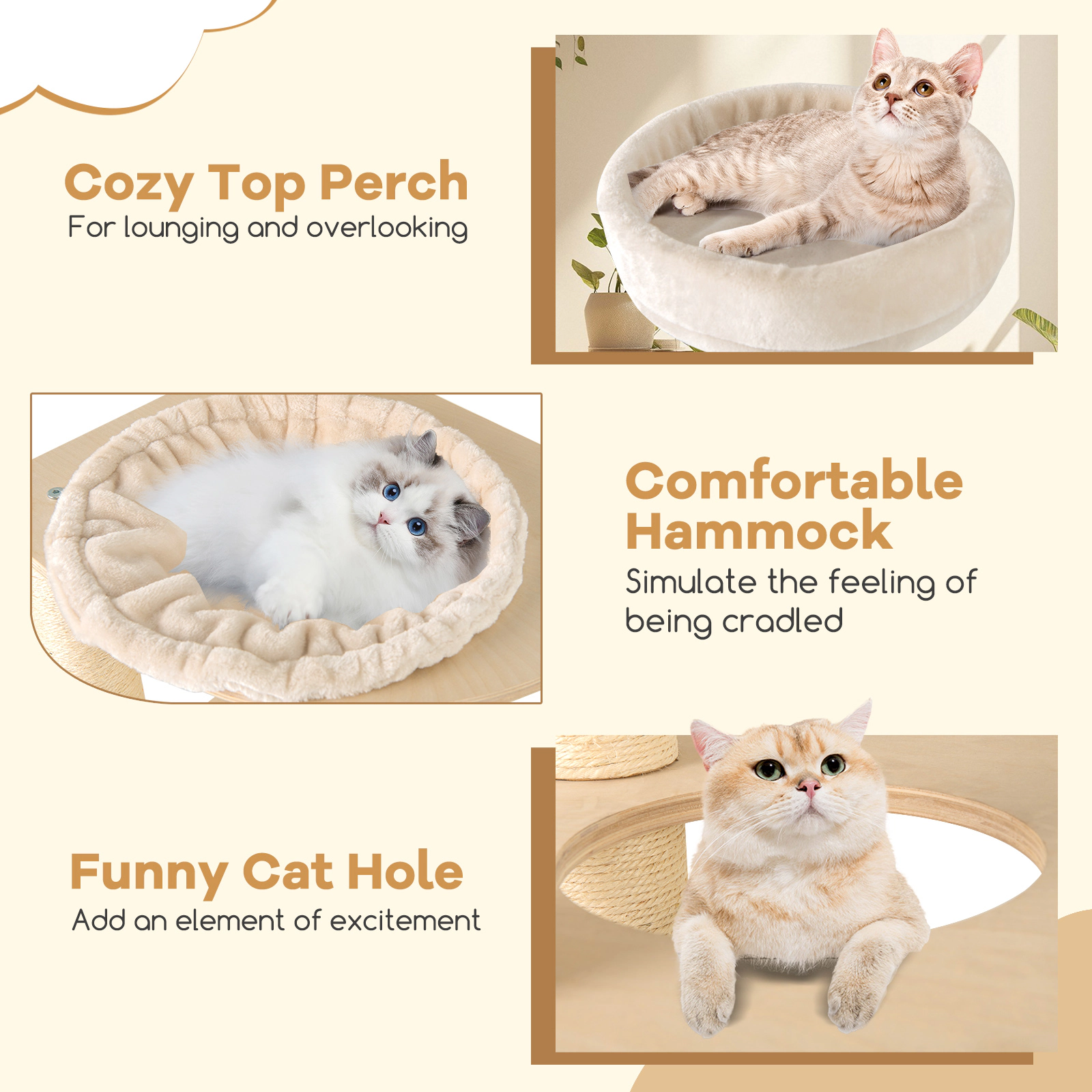 SlickBlue 6 Tier Wooden Cat Tree with Condo, Hammock and Perch