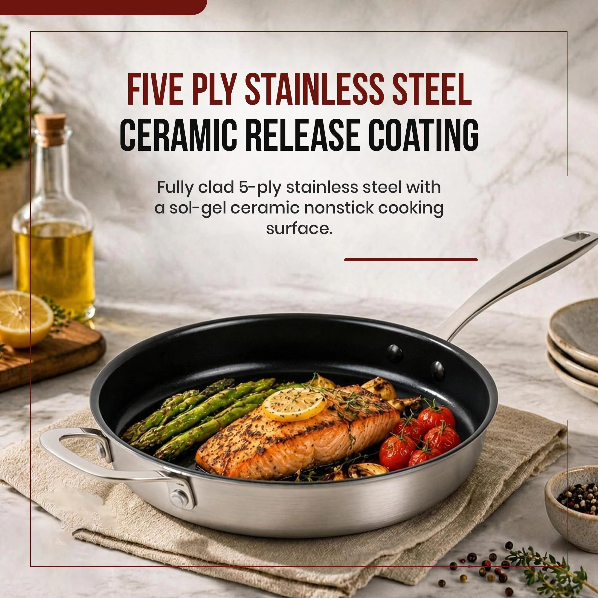 Alva Maestro Ceramic Nonstick Stainless Steel Frying Pan