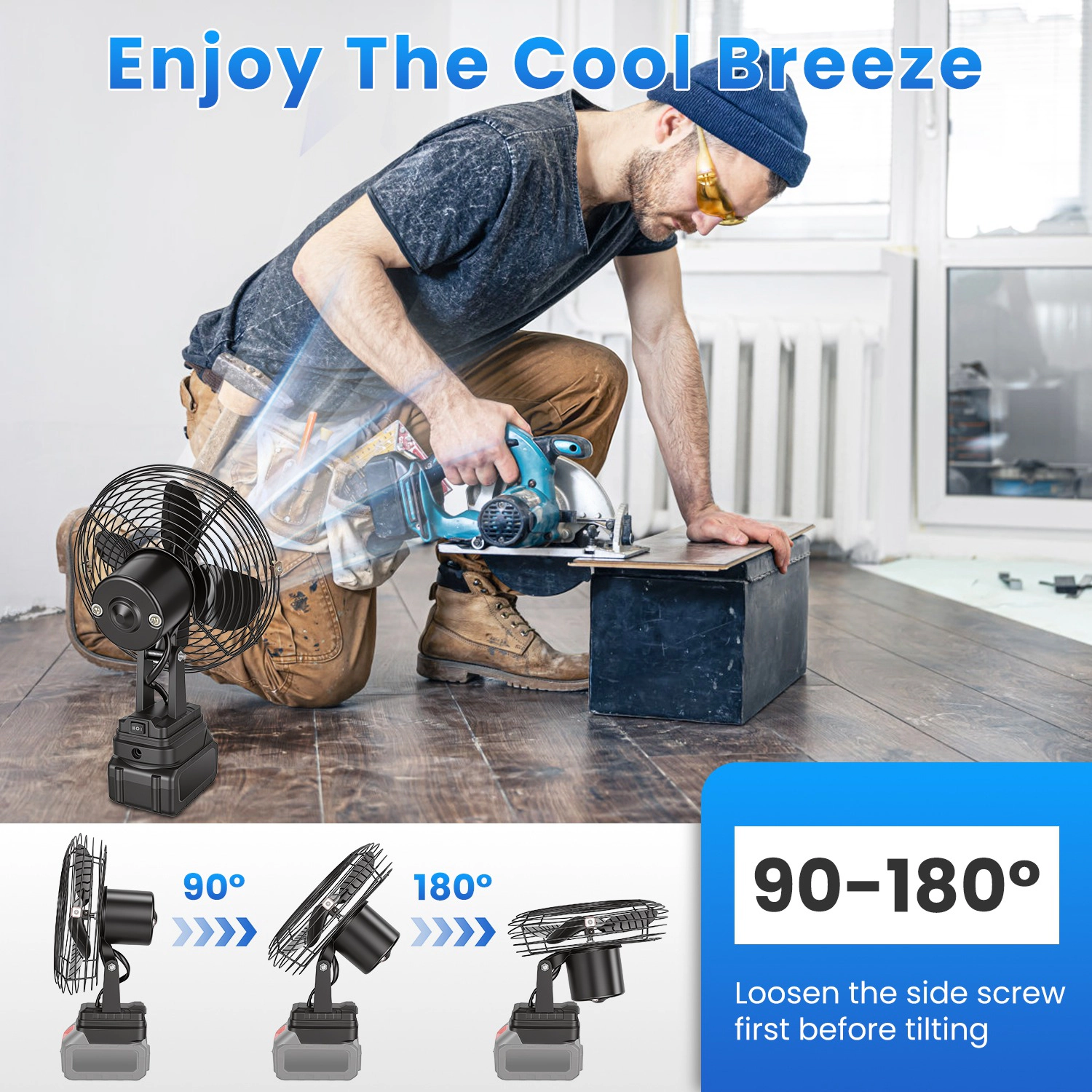 GBruno 2-Speed Cordless Portable Jobsite Fan
