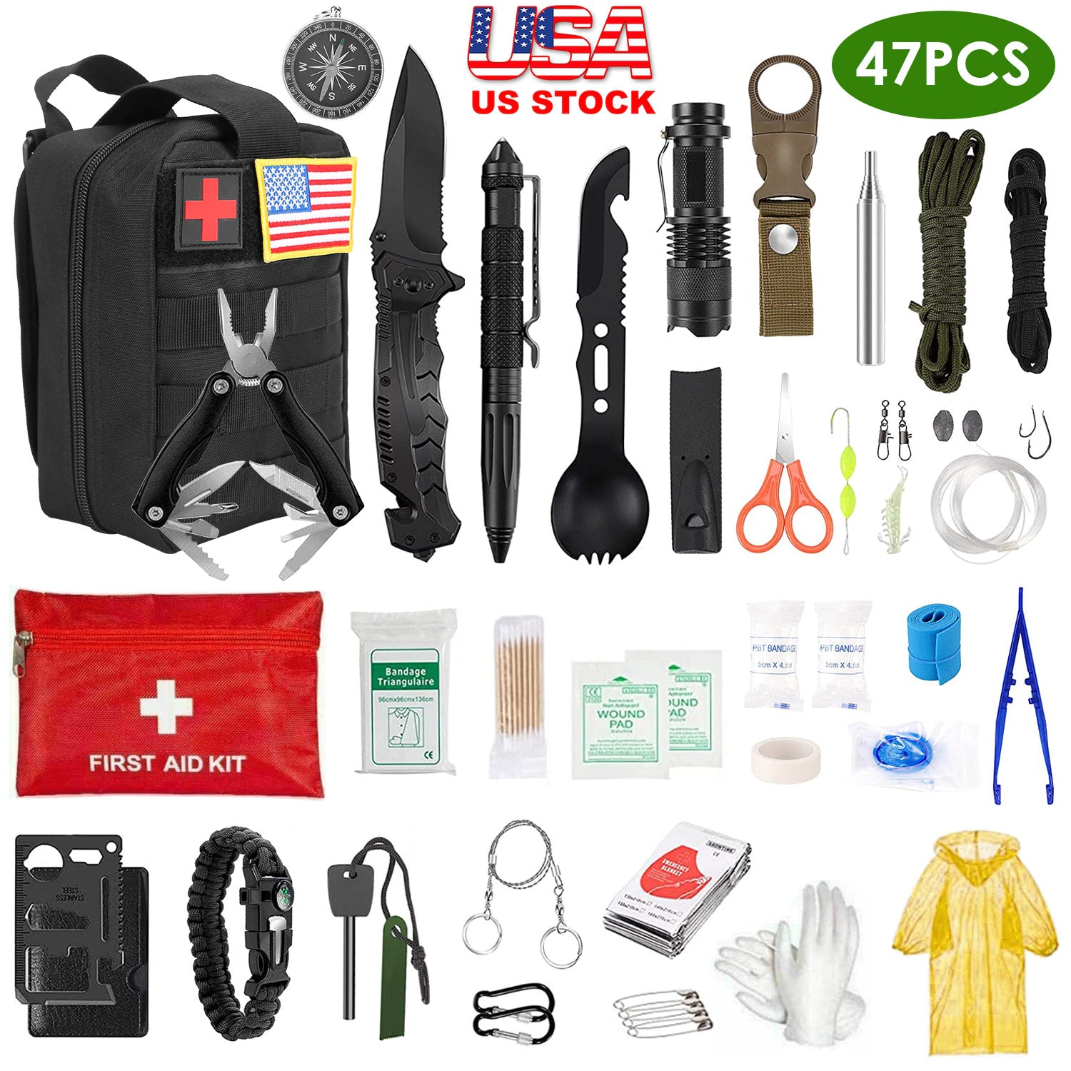 GBruno 47-Piece Emergency Survival Kit With Pouch
