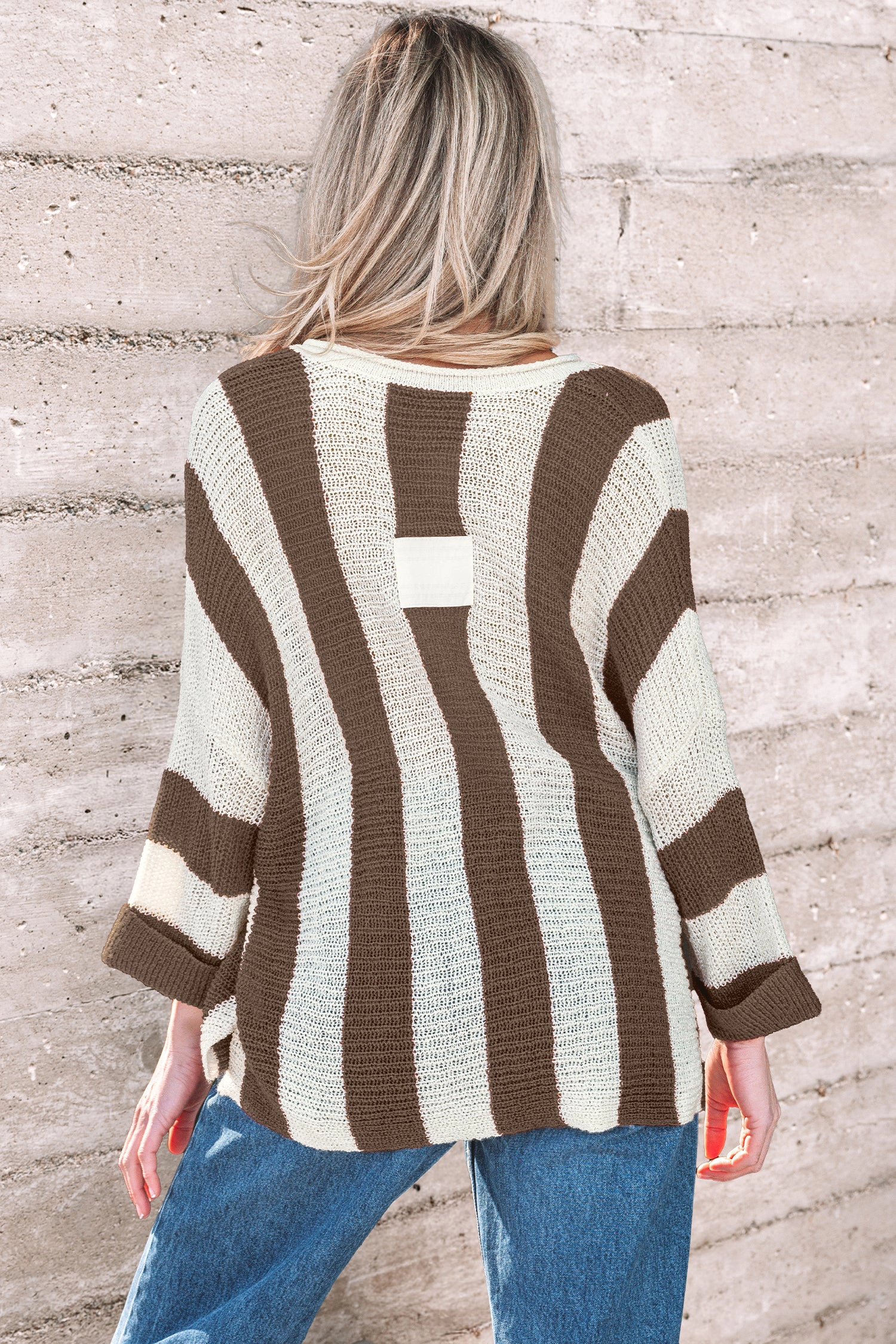 Threaded Pear Women's Holland Colorblock Bracelet Sleeve Sweater