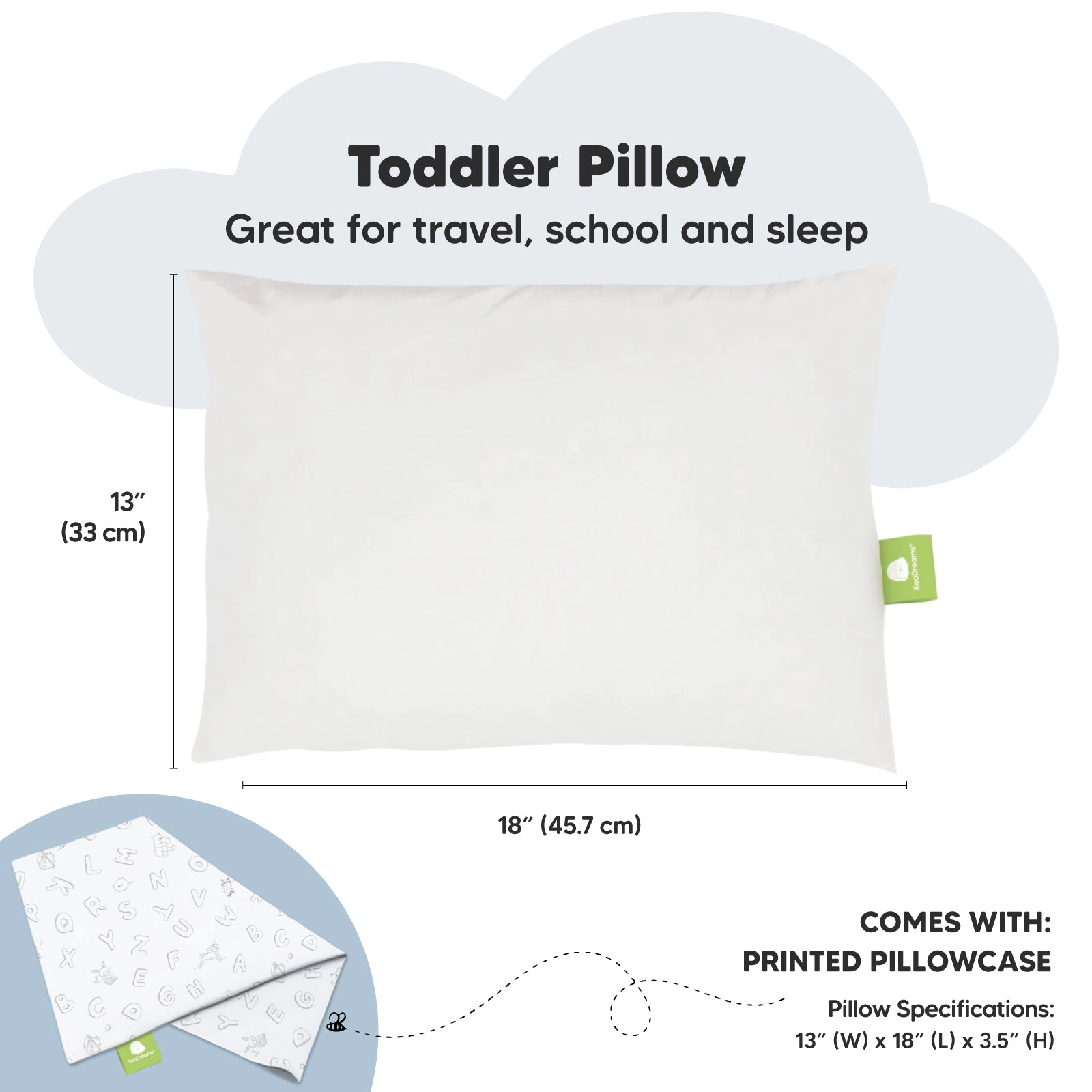 KeaBabies Toddler Pillow with Pillowcase