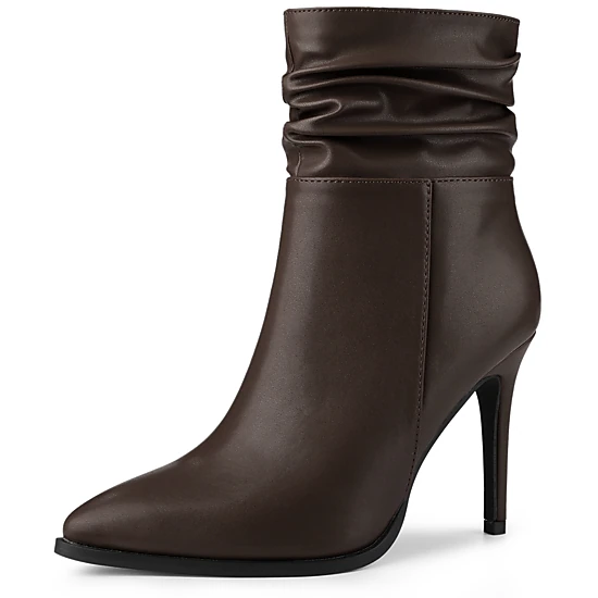 BLISSFUL STEP Women Dressy Slouch Pointed Toe Stiletto Heel Ankle Booties