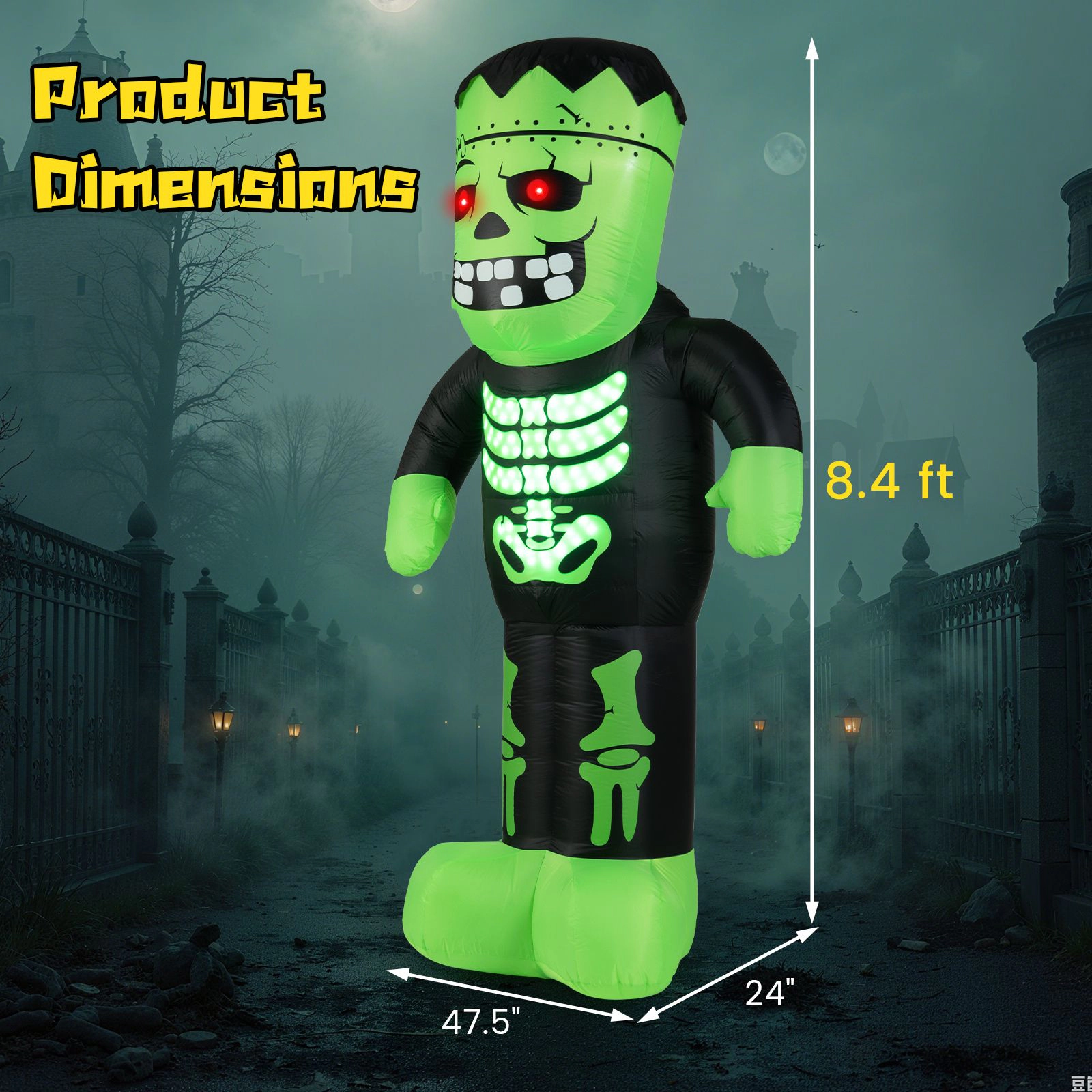 SlickBlue Outdoor Halloween Blow Up Frankenstein Yard Display with Built-In Blower