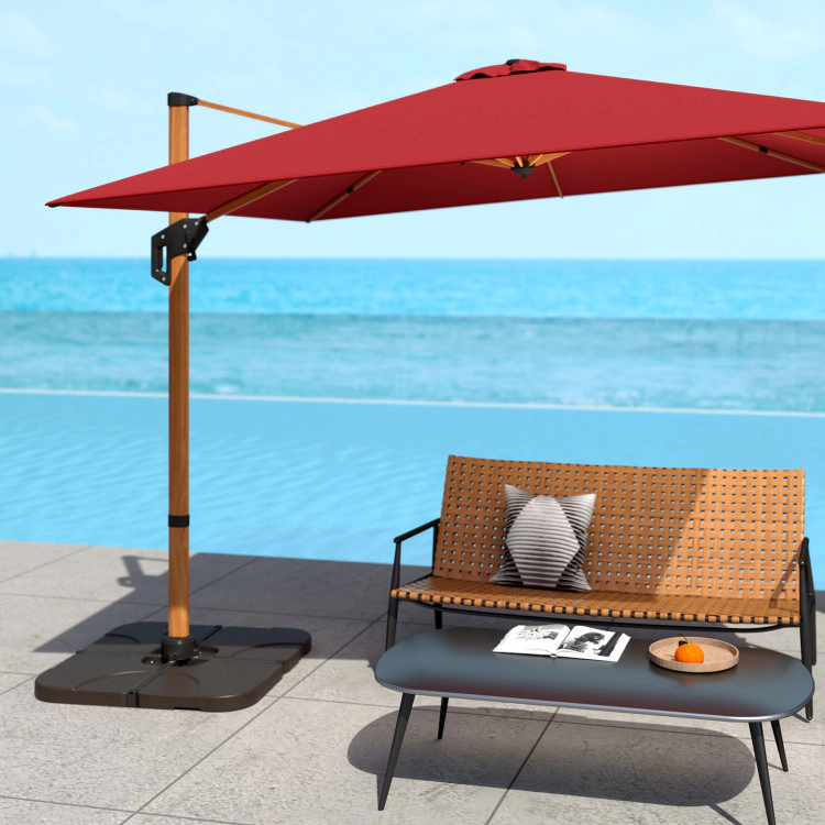 Hivvago 20 Inch Patio Offset Water Filled Plate Umbrella Base Sand-Coffee