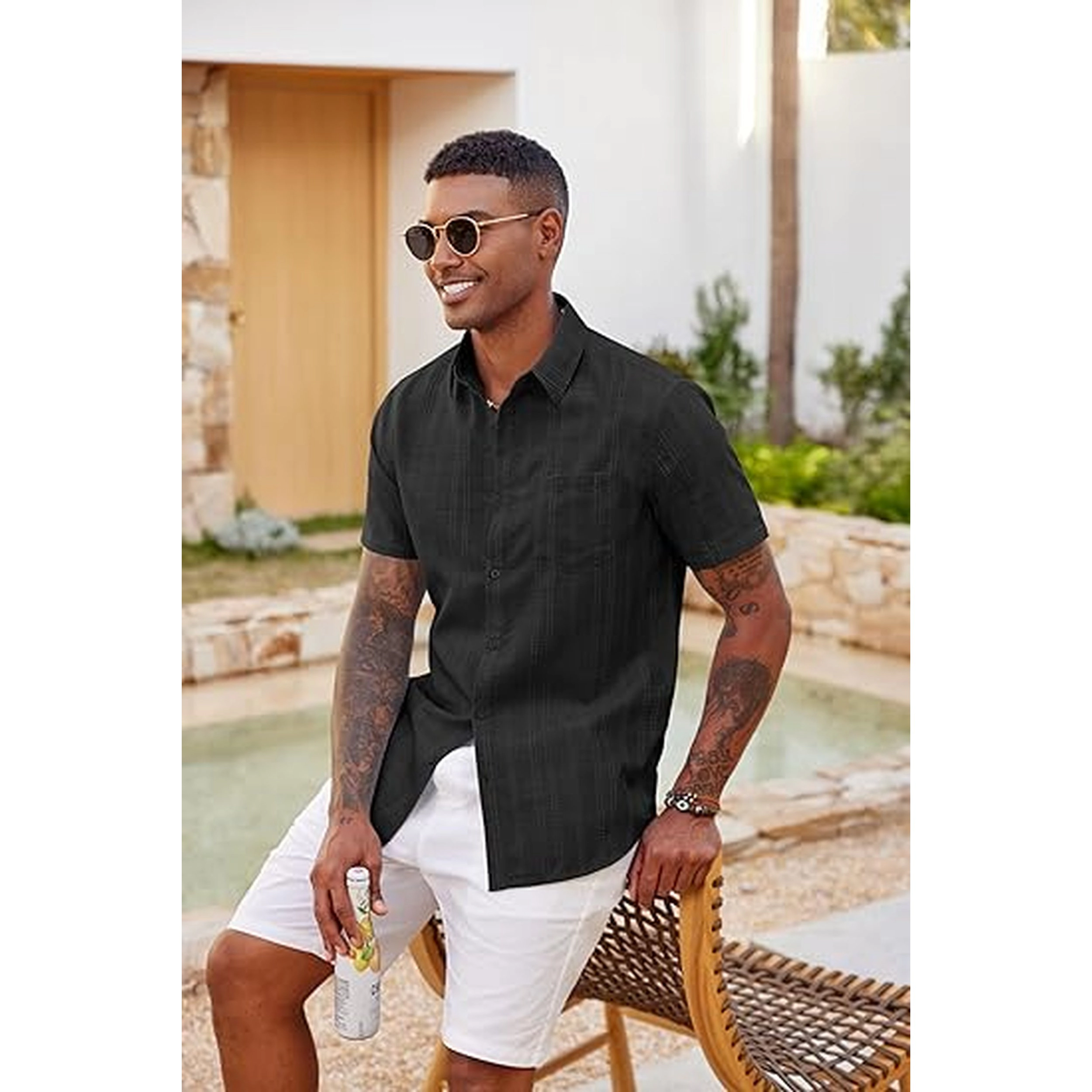 COOFANDY Men's Regular Fit Short Sleeve Camp Shirt
