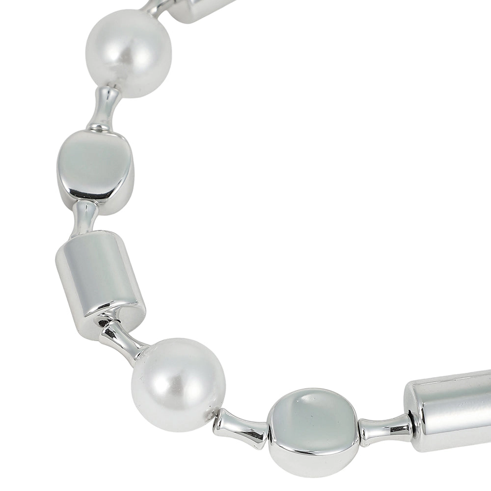 SOHI Women's The Spherical-Block Collar Necklace - Chrome Silver