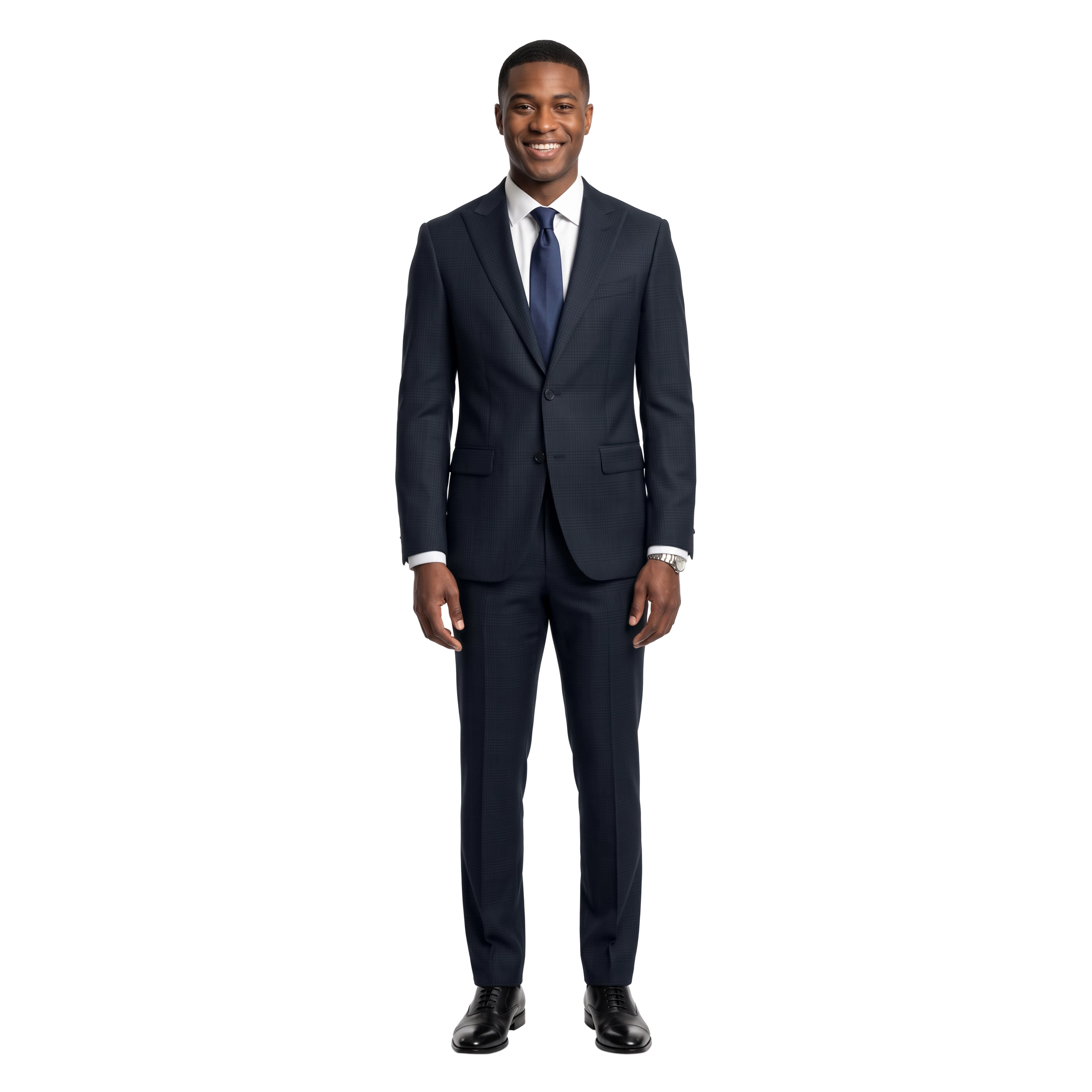 Tazzio Mens Slim Fit Tonal Gingham Glen Check 2 Piece Suit Set