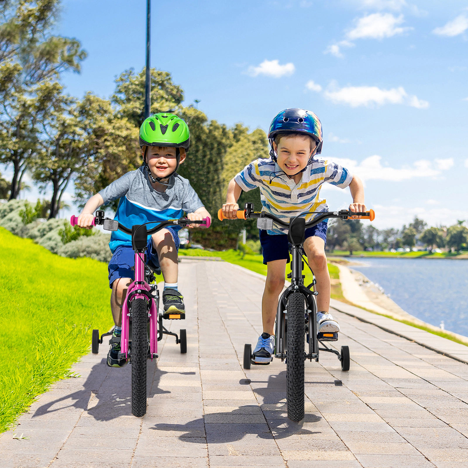 LJG Kids Bike Adjustable with Removable Training Wheels