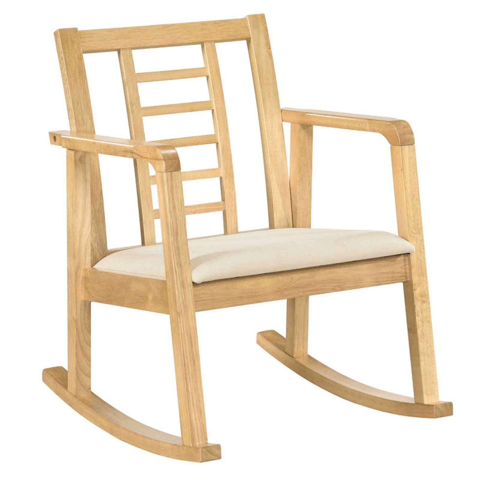 SUGIFT Small Nursery Rocking Chair, Natural Wood with Breathable Fabric Seat
