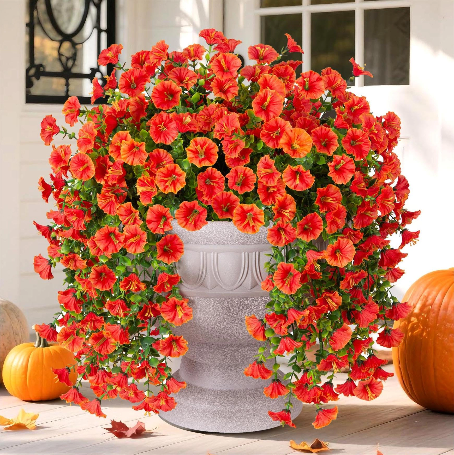 PUPWE Artificial Fall Mums Hanging Plants Outdoor