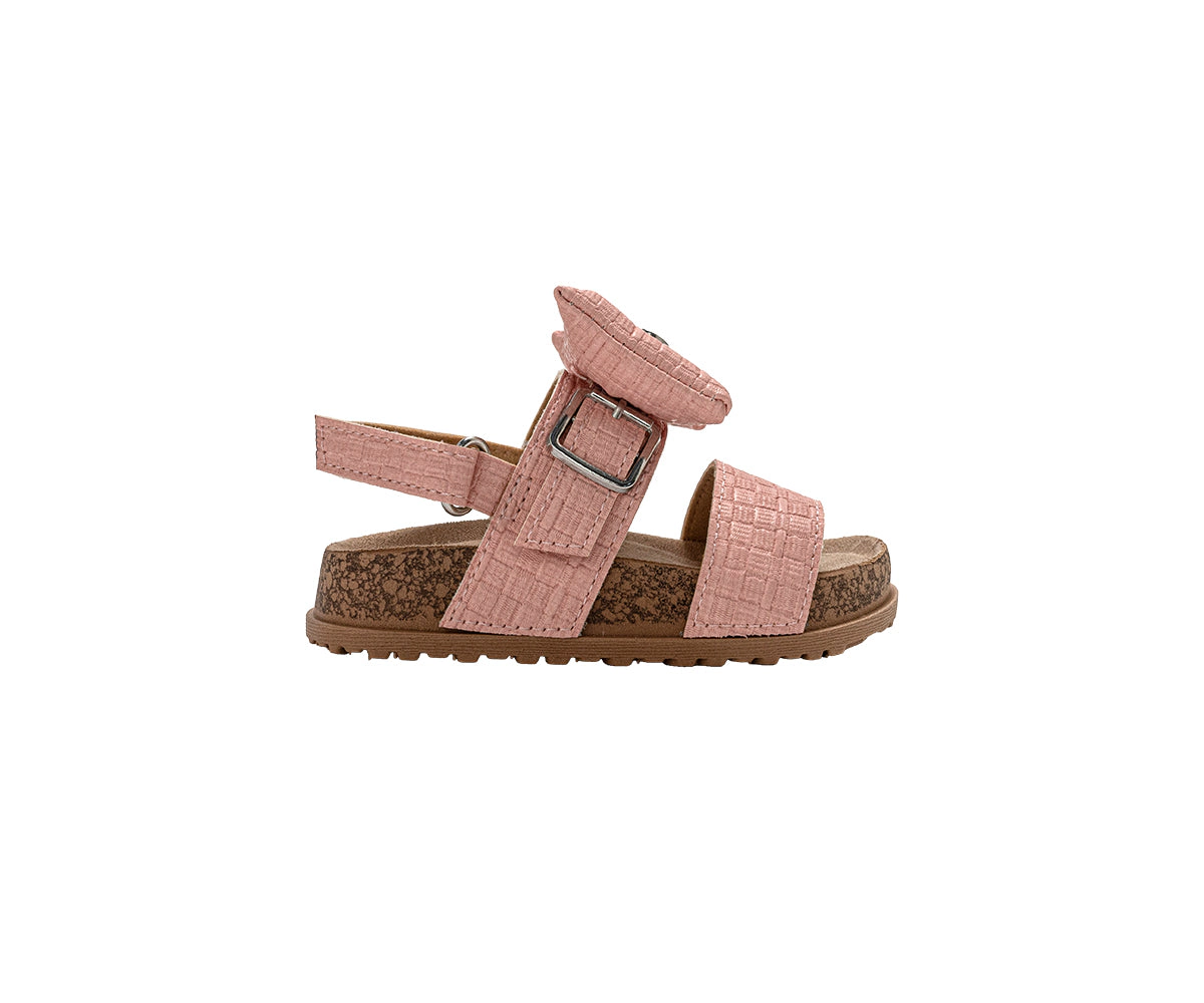 PIXIE BLOOM Toddler Girl's Sandals - Cute Footbed and Flat Summer Shoes with Puffy Bow