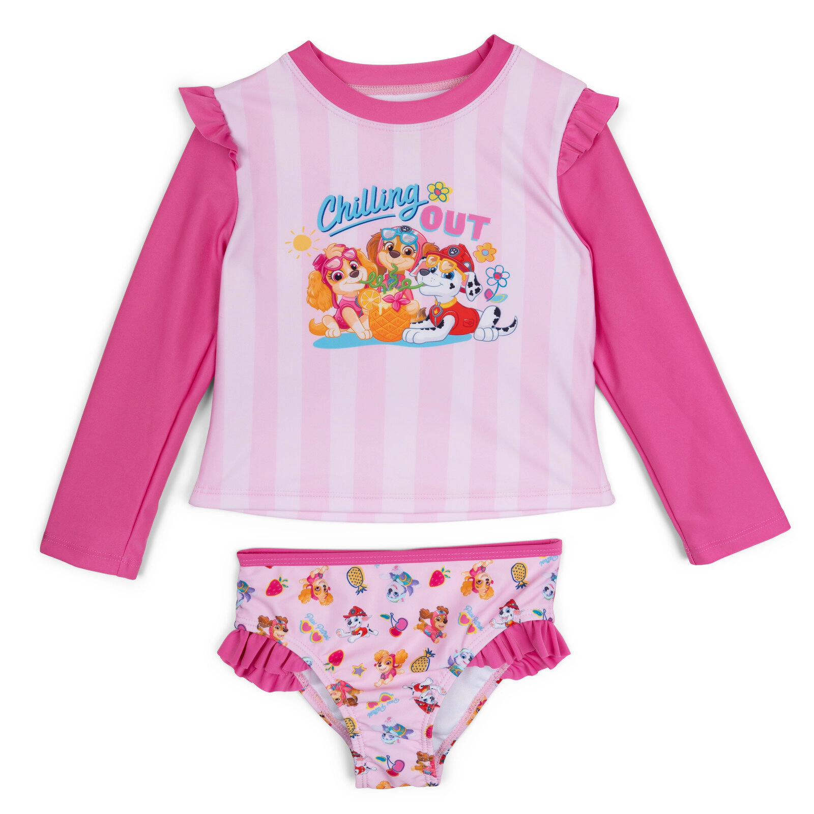 Paw Patrol Girls' Swimwear 2-Piece Rash Guard and Bikini Bottom Set UPF 50+