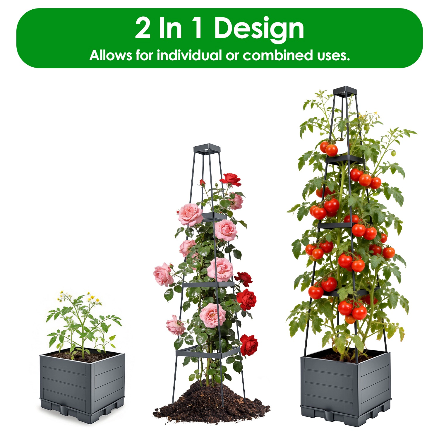 GBruno Self-Watering Raised Garden Bed With Trellis