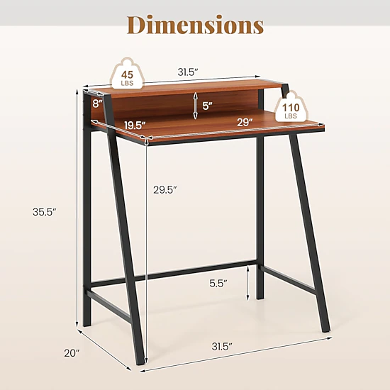 SlickBlue 2 Tier Computer Desk with Monitor Stand and Storage