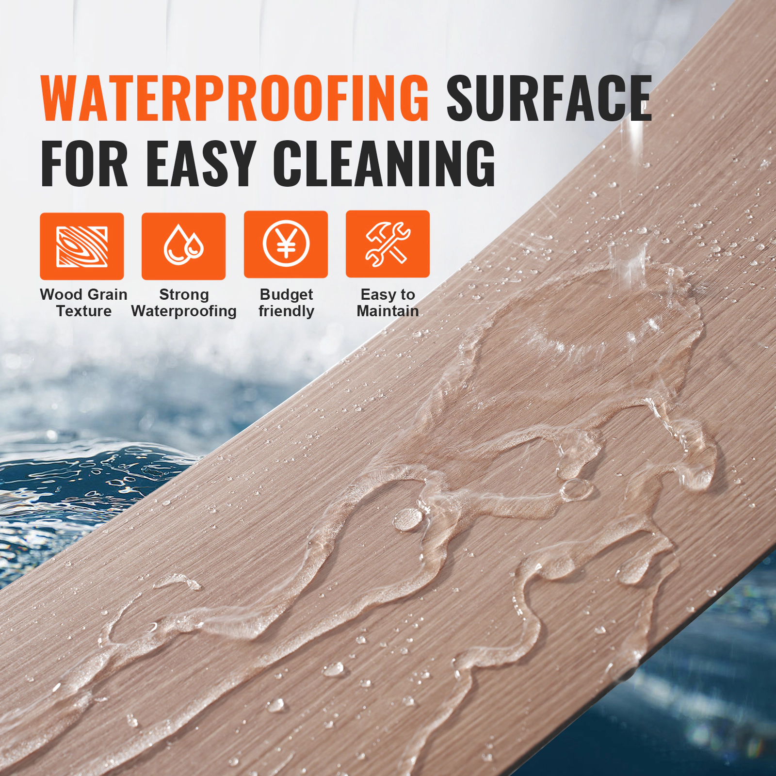 HONGGE Self Adhesive Vinyl Floor Tiles Peel & Stick Wood Grain DIY Flooring for Kitchen Dining Room Bedrooms &