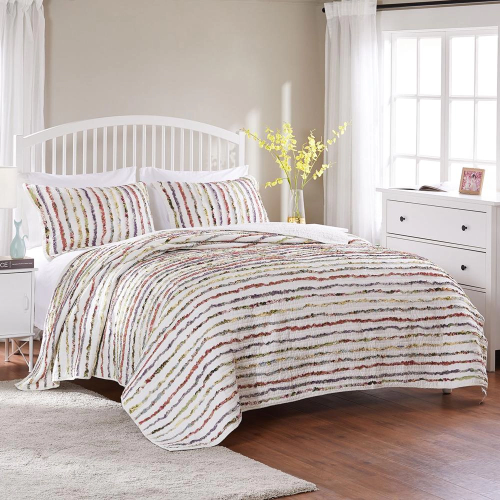 Greenland Home Fashion Bella Ruffle Quilt And Pillow Sham Set 3 Piece