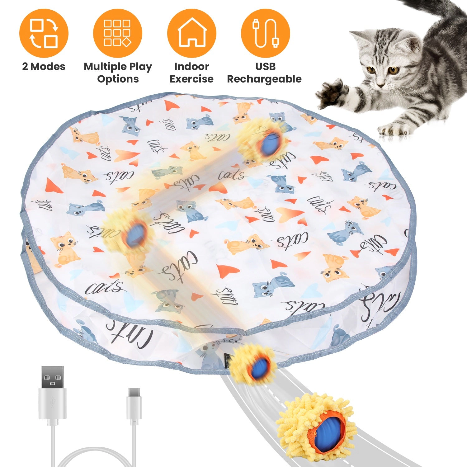 GBruno Rechargeable Motion-Activated Cat Toy Ball