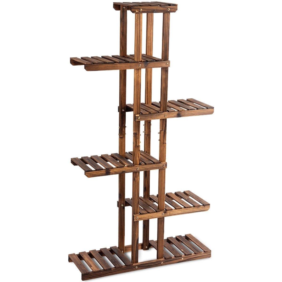 SlickBlue Wooden 6 Tier Plant Stand Hollow Shelf Flower Rack Indoor Outdoor Garden Organizer