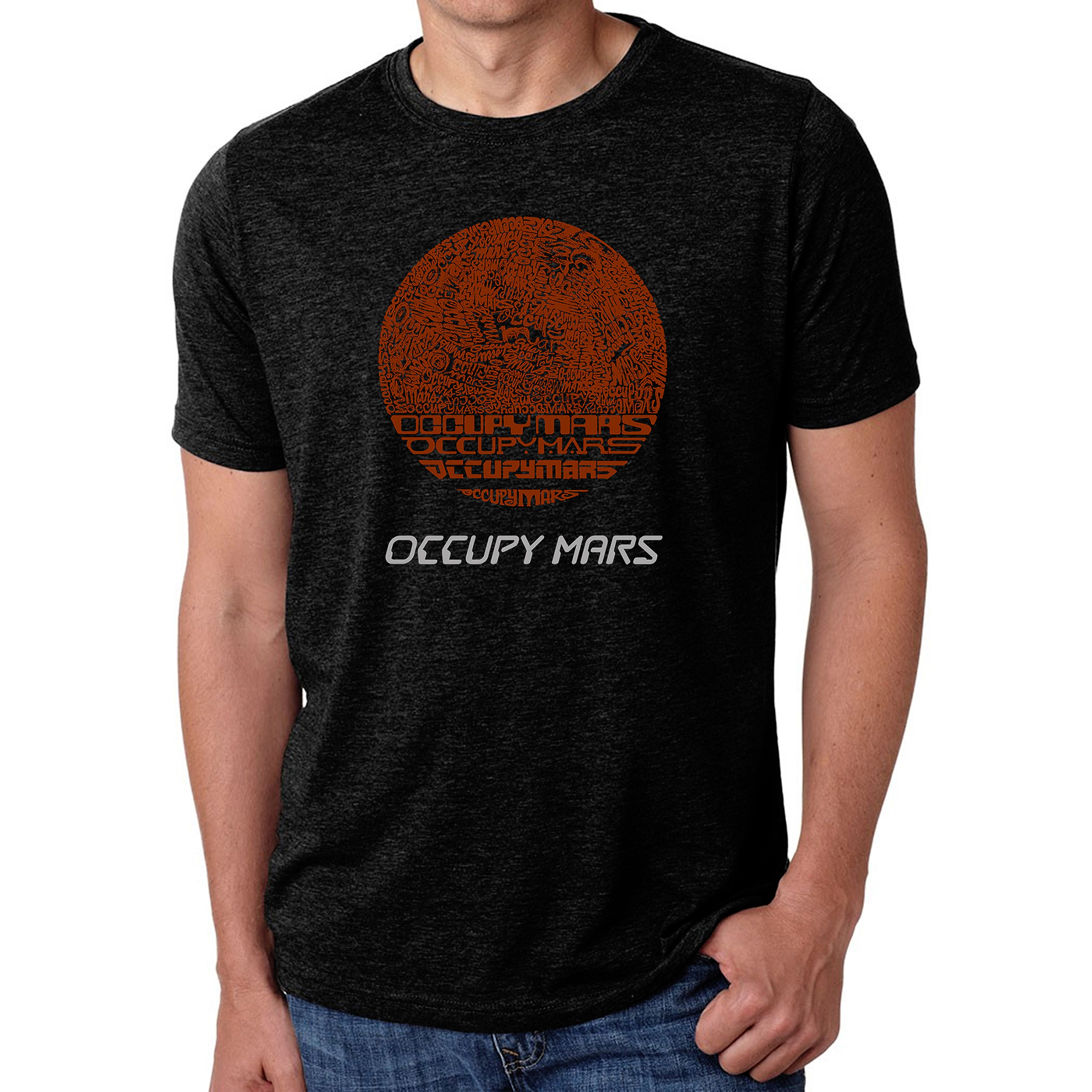 LA Pop Art Men's Cotton-Poly Word T-Shirt - Occupy Mars