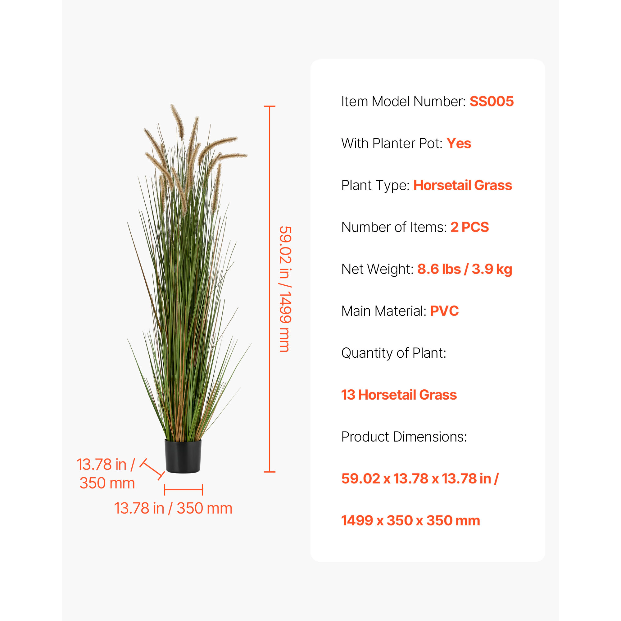 HONGGE Artificial Grass Plant, Faux Fake Greenery Shrubs Plant