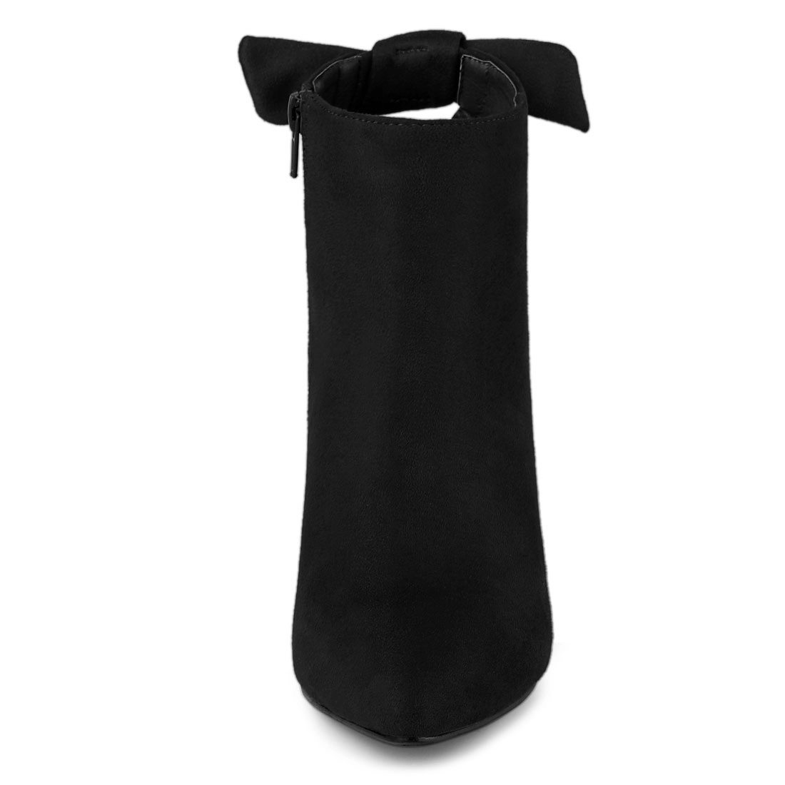BLISSFUL STEP Women Suede Pointed Toe Stiletto Heel Side Zip Ankle Boots