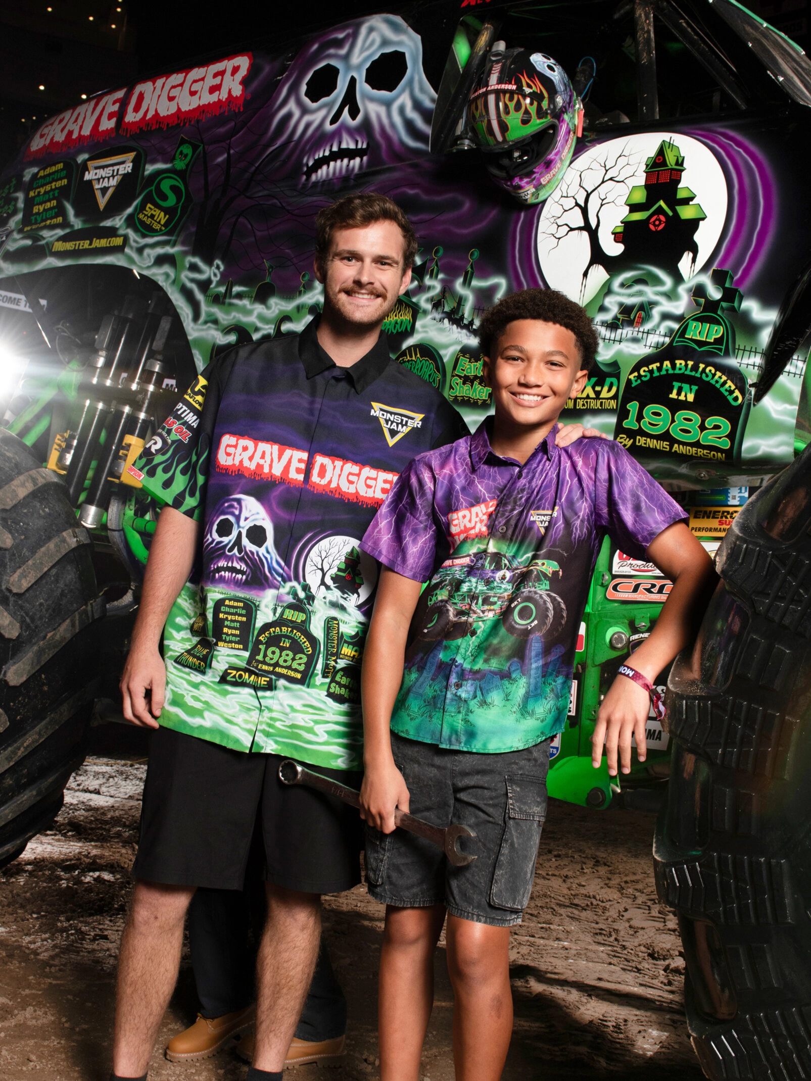 Monster Jam Matching Family Short Sleeve Button Down Shirt