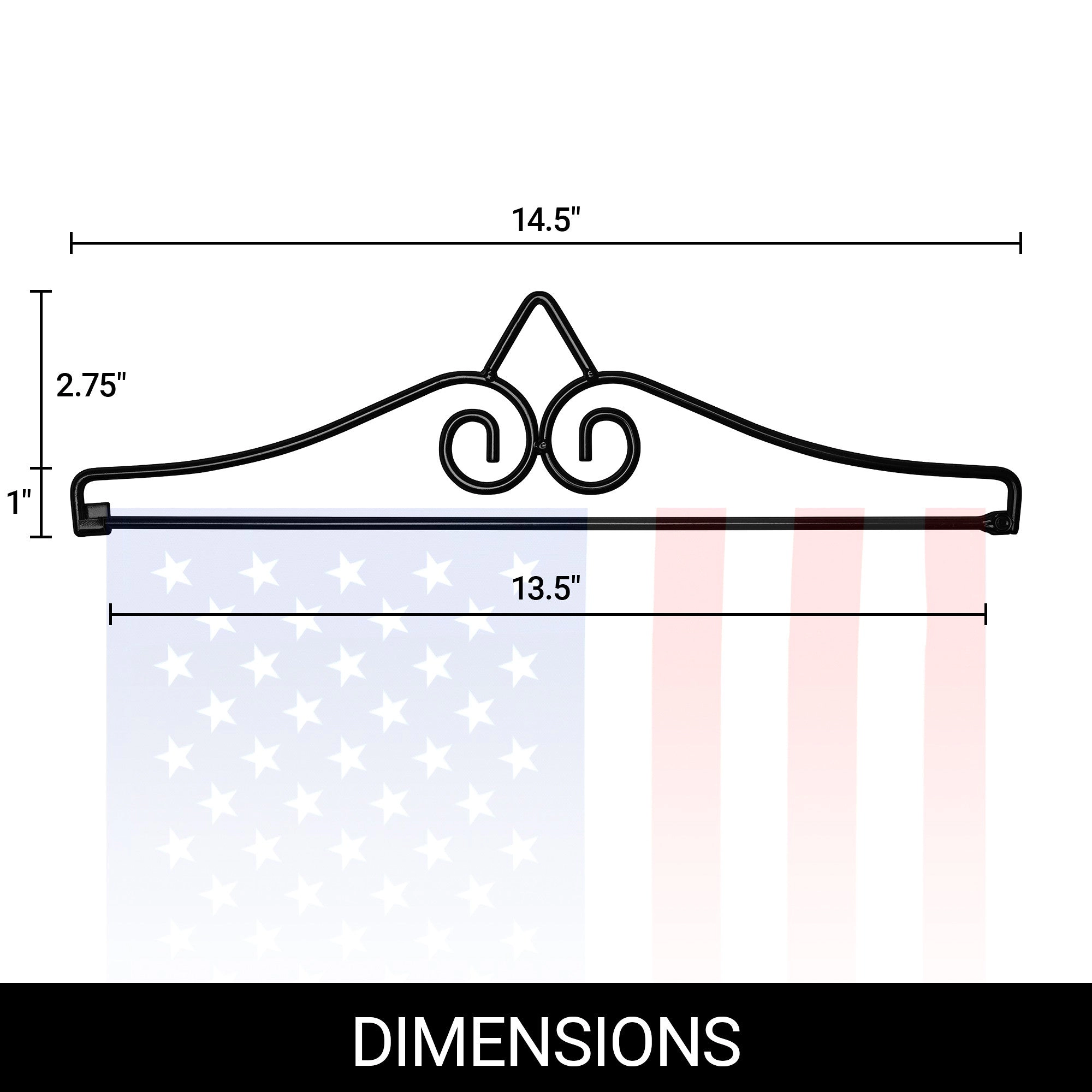 G128 Wrought Iron Garden Flag Hanger, Black Wall-Mount Flag Holder for Flags up to 13"