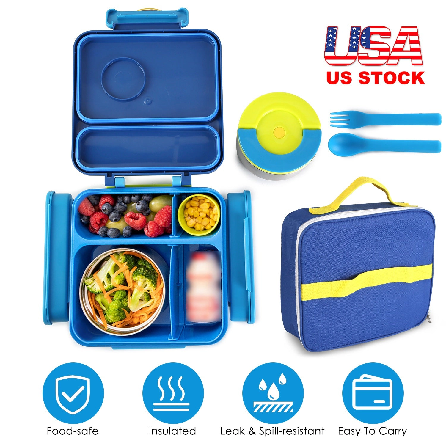 GBruno Kids' Kids' 2-Compartment Insulated Lunch Box Set