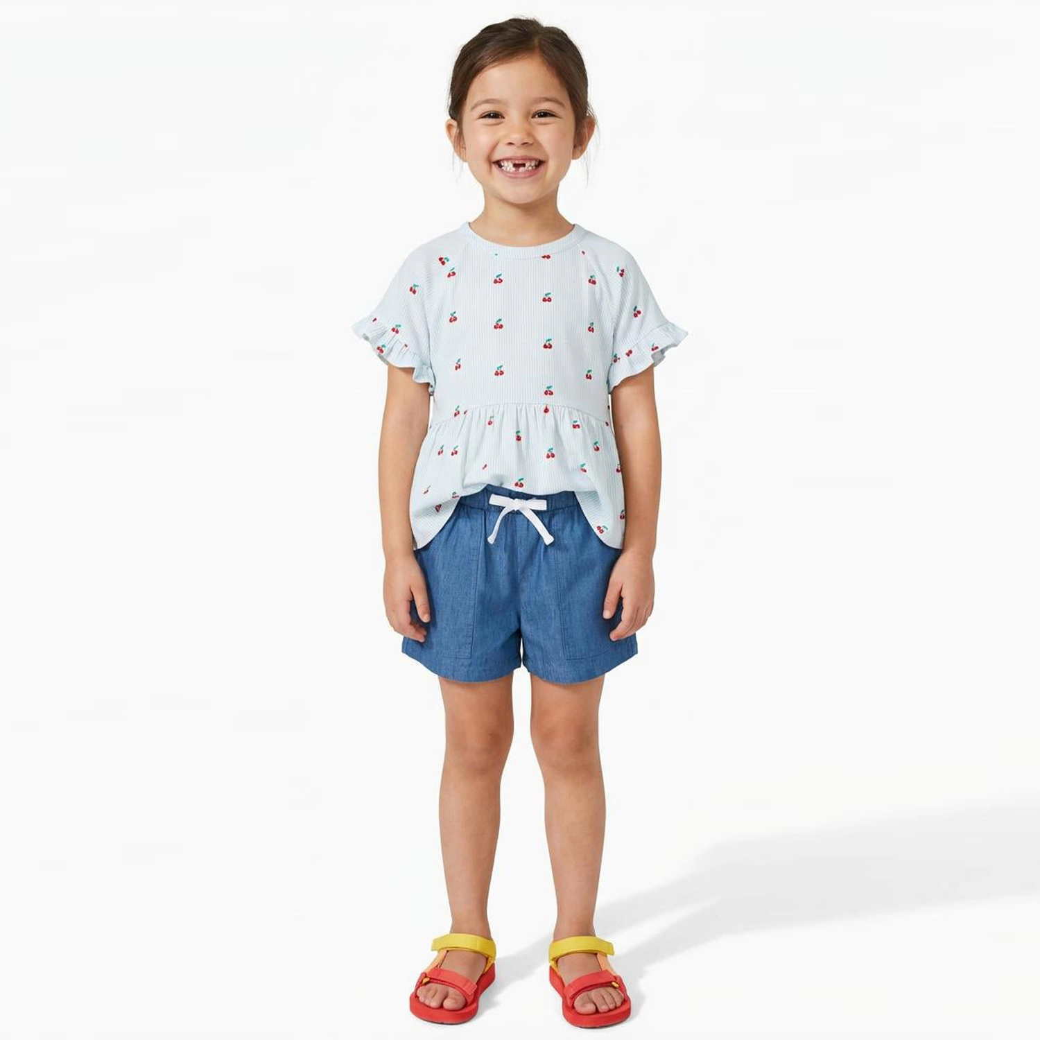 Rockets of Awesome Cherry Striped Poplin Top for Girls