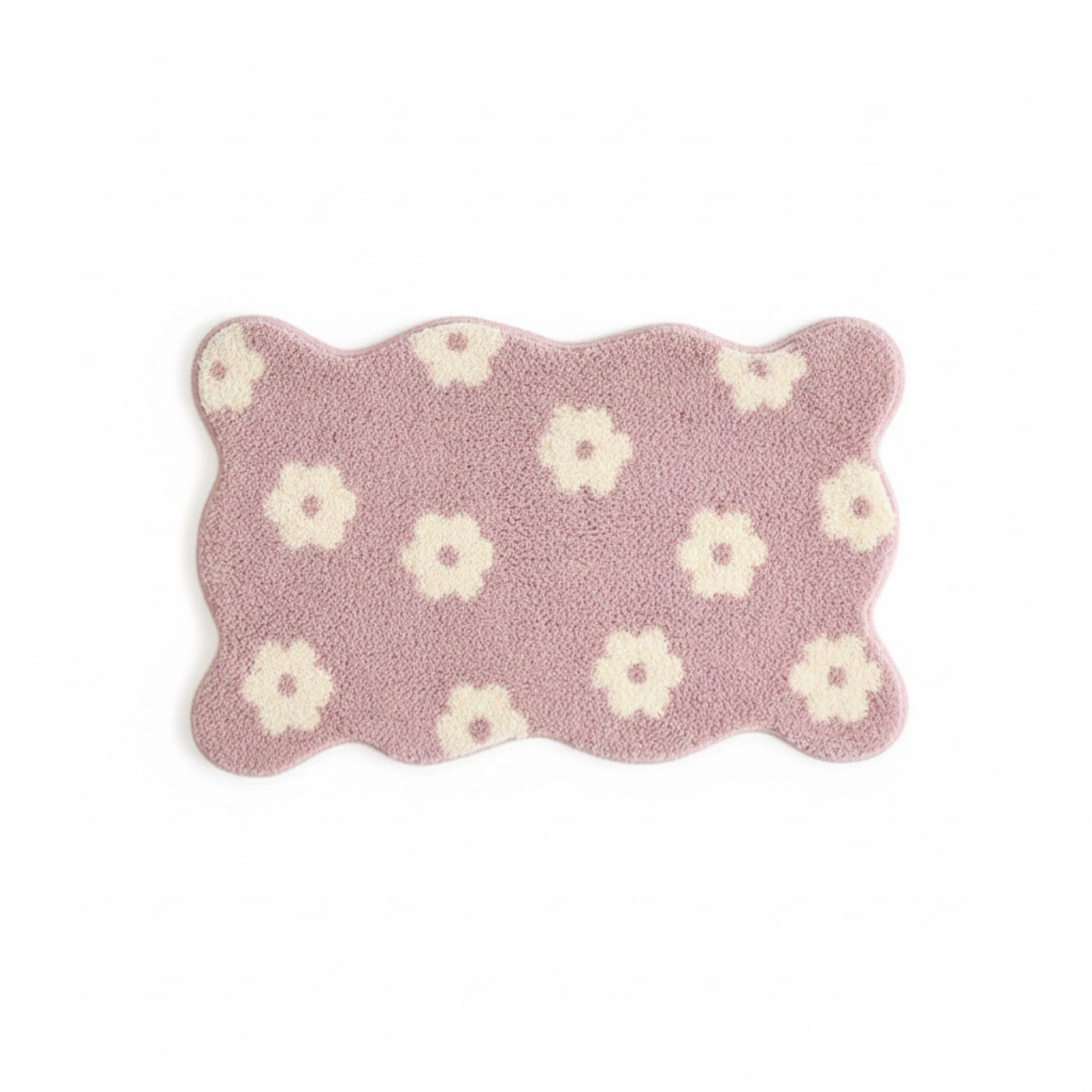 Alilang Unisex Floral Scalloped Bathroom Floor Mat Soft Absorbent with Non Slip Backing