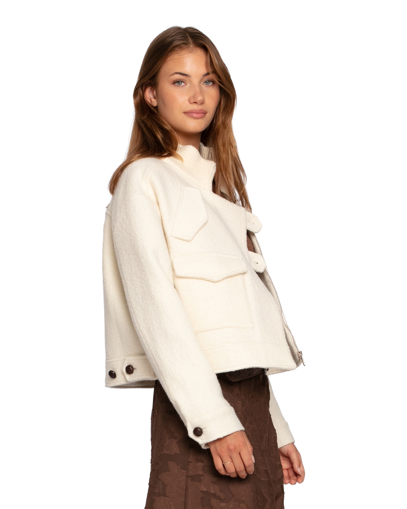 Belle & Bloom Crystal Skies Cropped Wool Rib Jacket