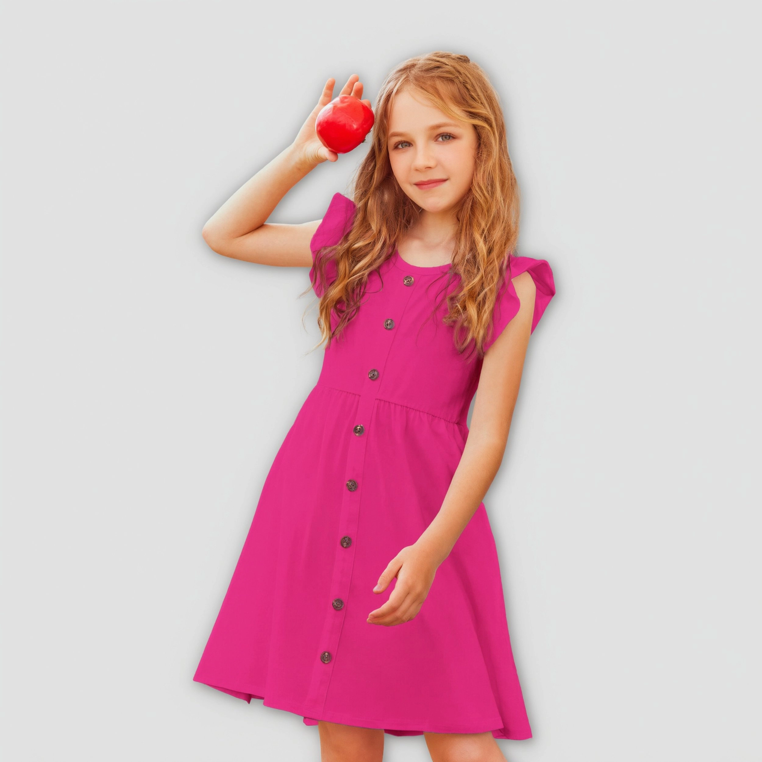 Arshiner Girls Dress Flutter Sleeve Aline Button Down Sundress Summer Dresses For Kids