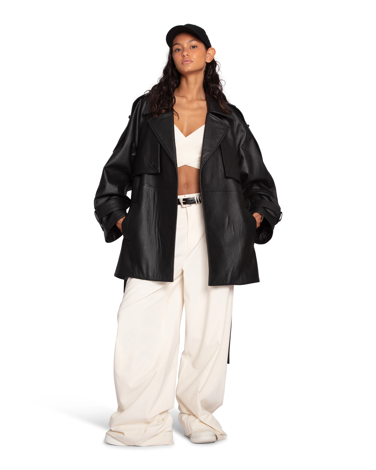 Belle & Bloom Womens Forevermore Leather Trench Coat