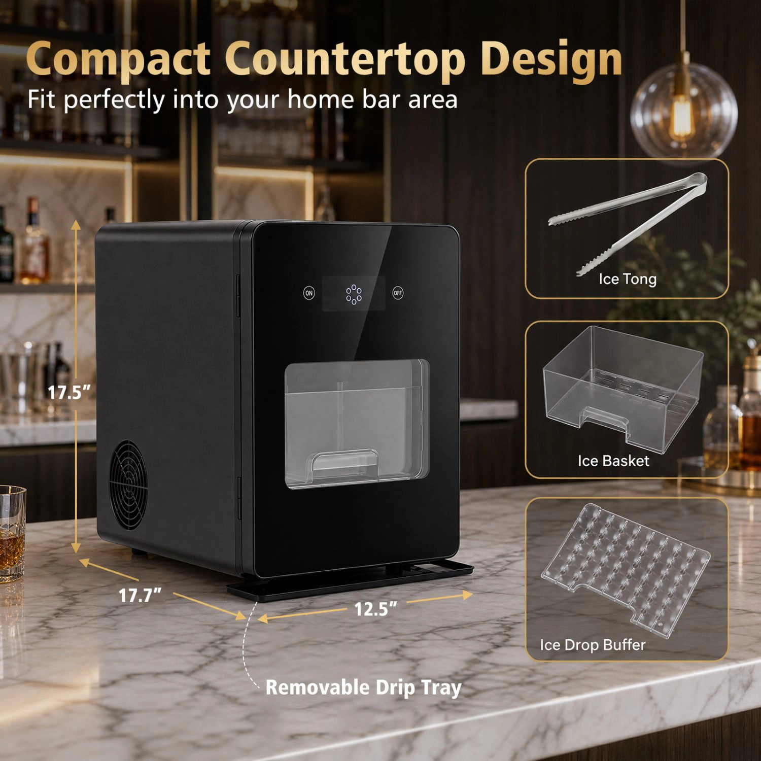 SlickBlue 2 Inch Countertop Ice Ball Maker with 4 Ice Balls