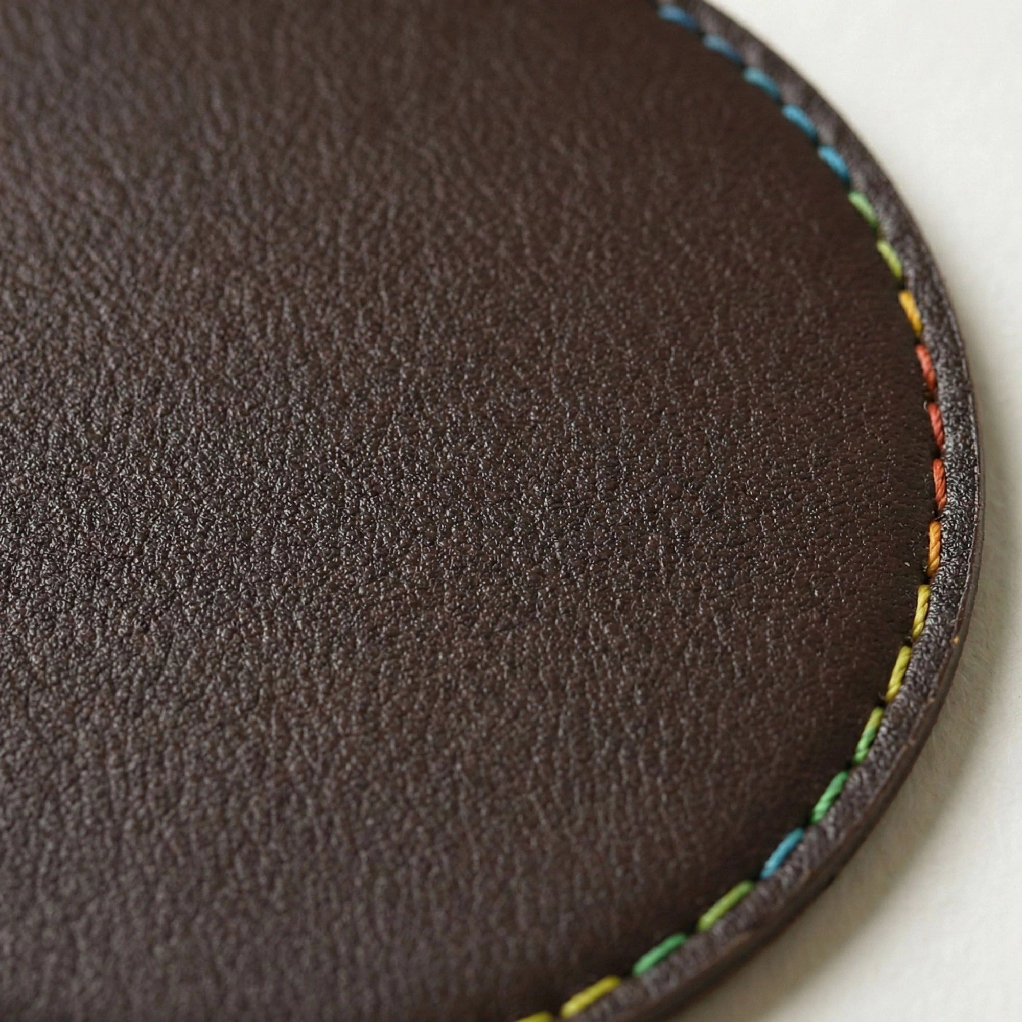 Alilang Women 4-PC Round Leather Coaster with Stitched Edge Durable Table Protector