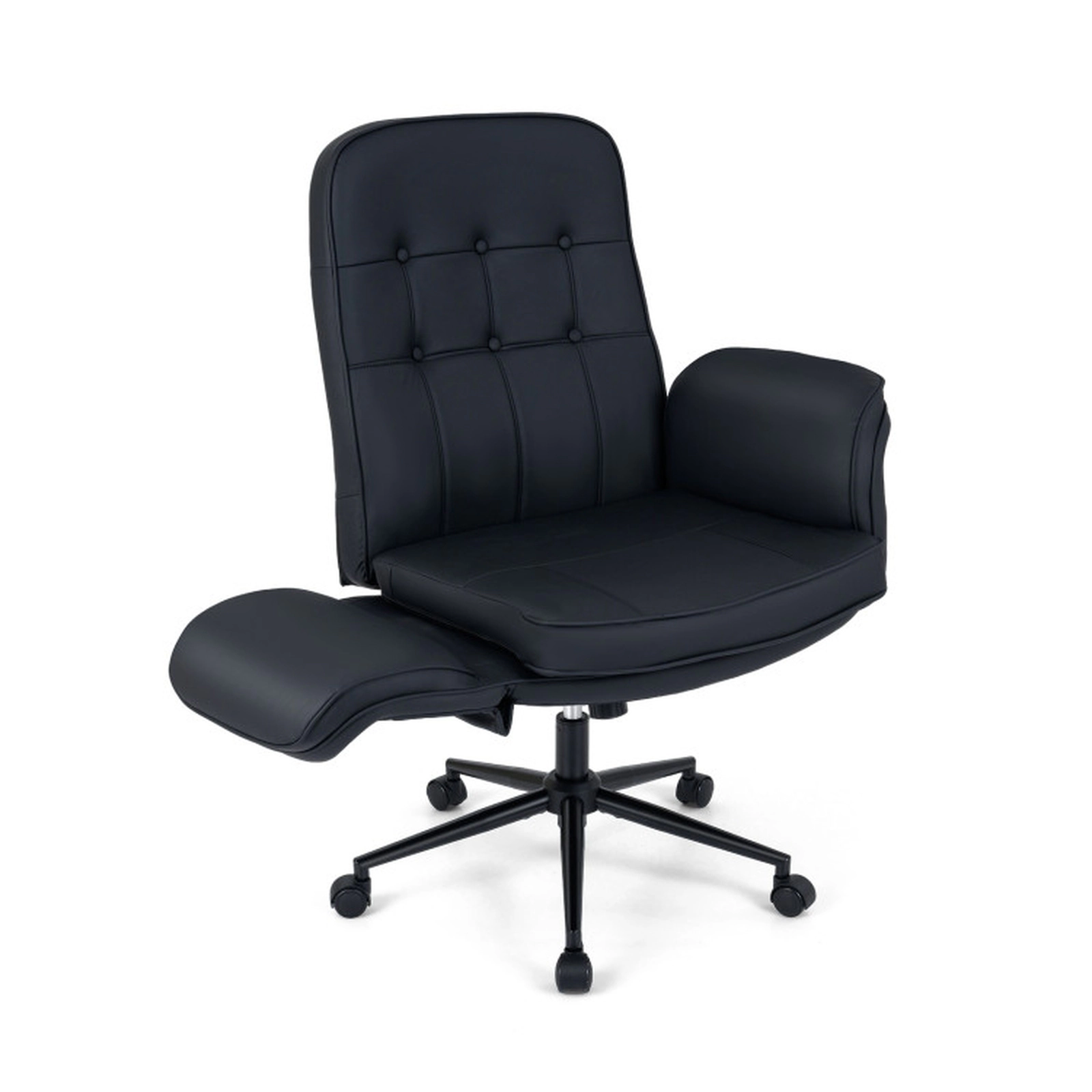 SUGIFT 5-Position Armrests Removable Cushion Criss Cross Swivel Office Chair 32.5-in x 29.5-in 330-lb Capacity Black